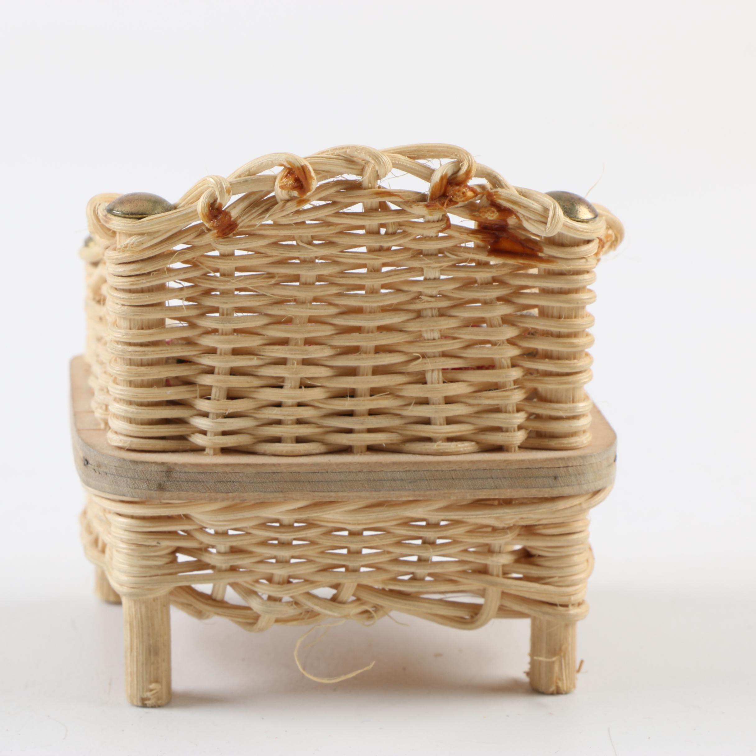 Wooden Doll Furniture with Husky and Terrier Real Fur Figurines