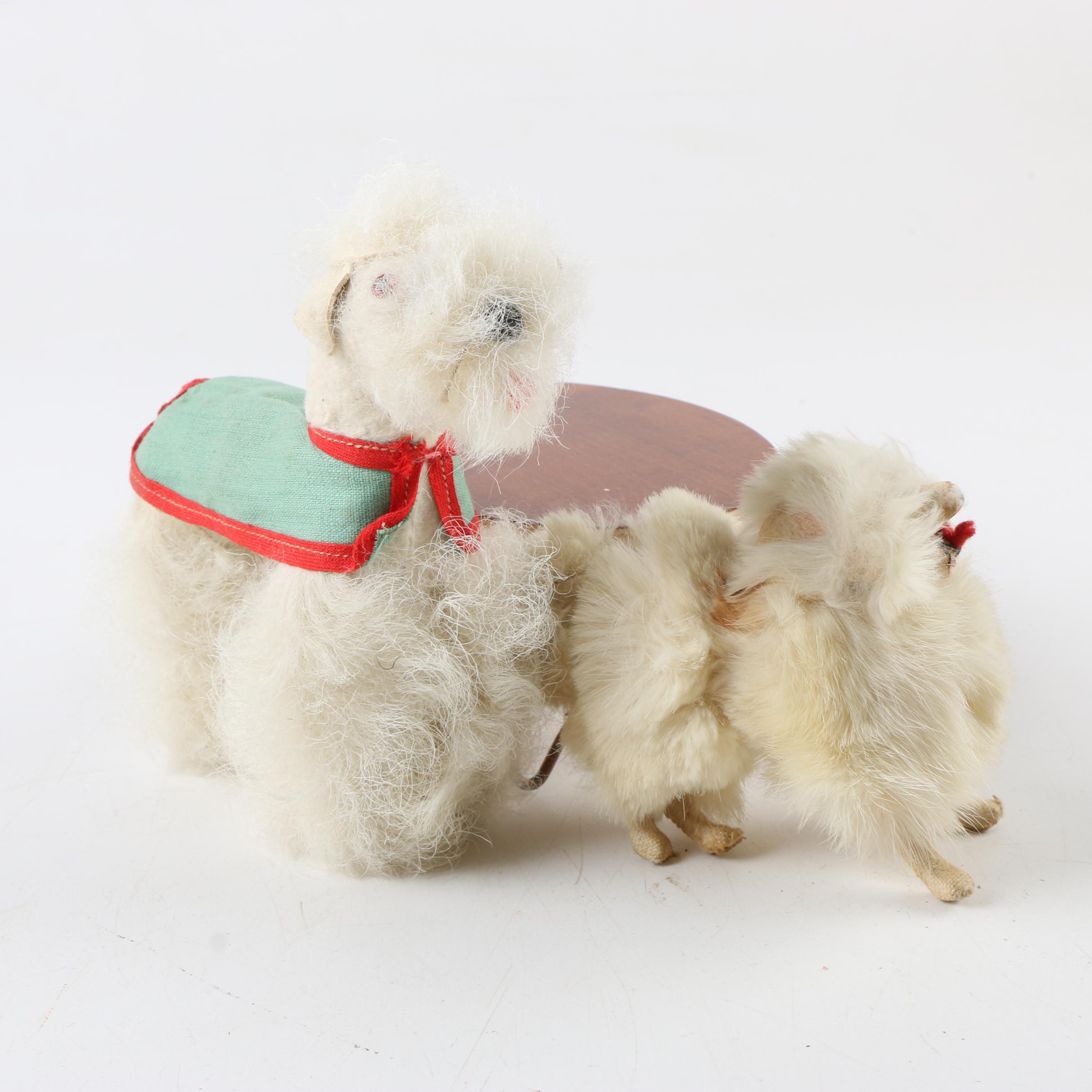 Wooden Doll Furniture with Husky and Terrier Real Fur Figurines