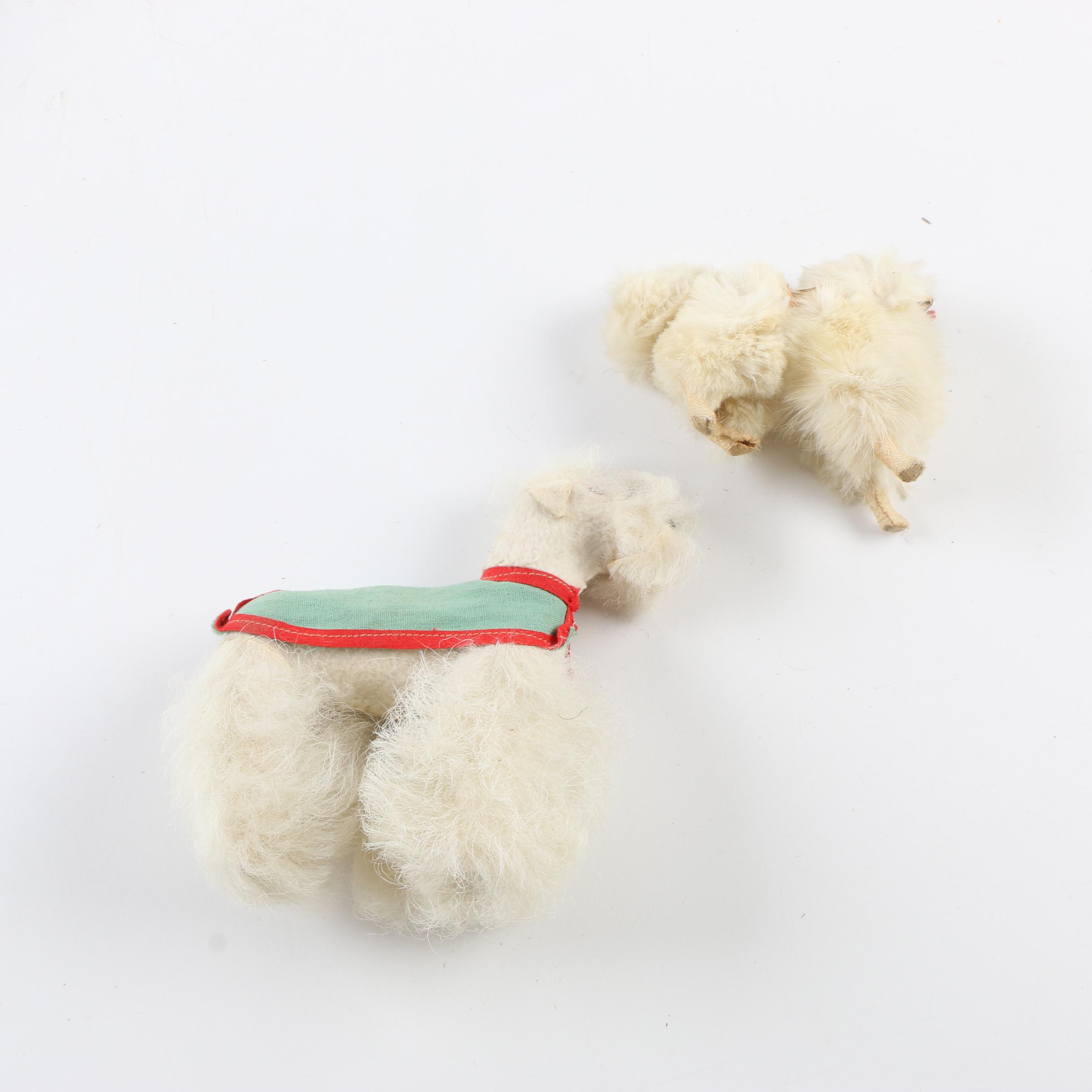 Wooden Doll Furniture with Husky and Terrier Real Fur Figurines