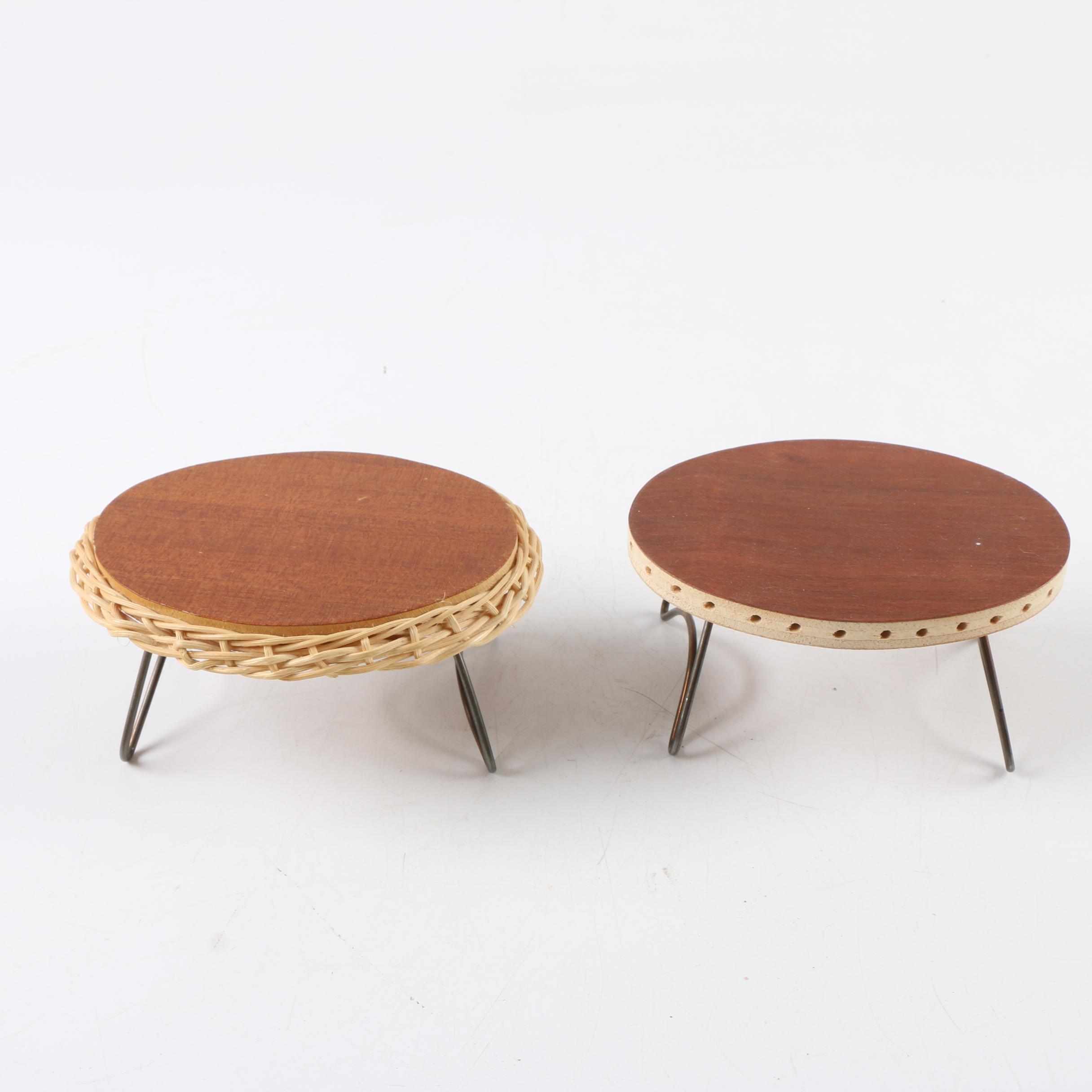 Wooden Doll Furniture with Husky and Terrier Real Fur Figurines