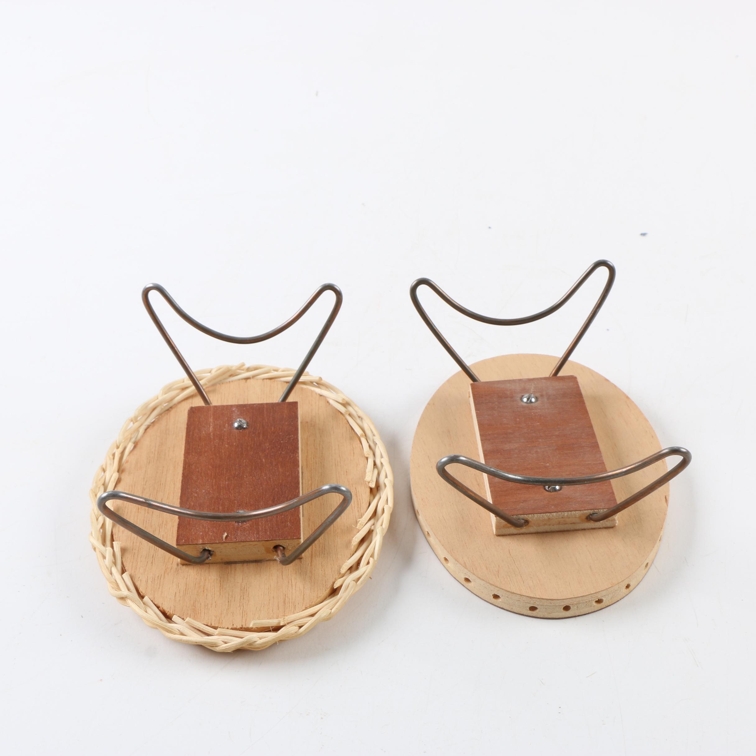 Wooden Doll Furniture with Husky and Terrier Real Fur Figurines