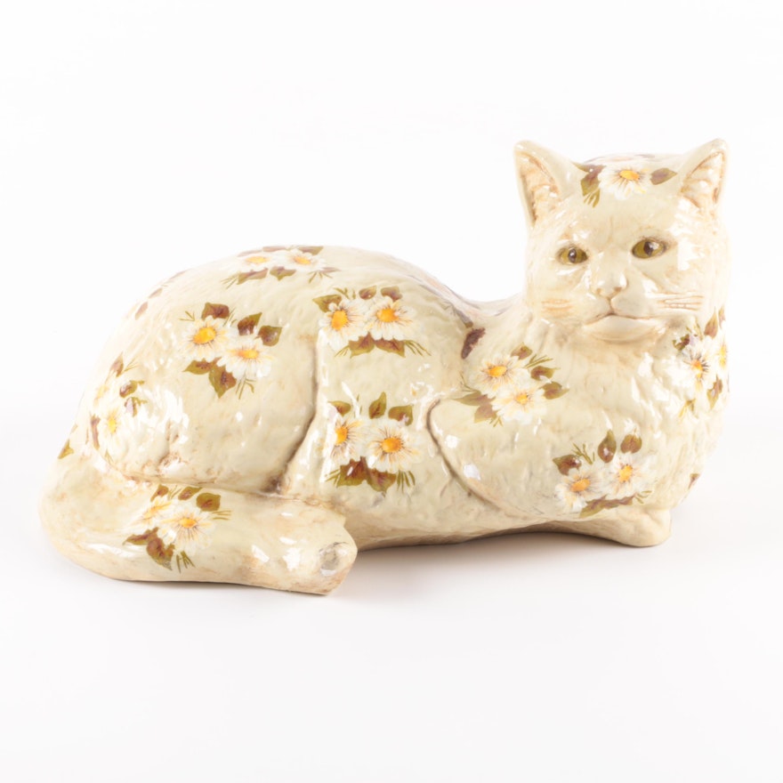 Hand-Painted Ceramic Cat Figurine