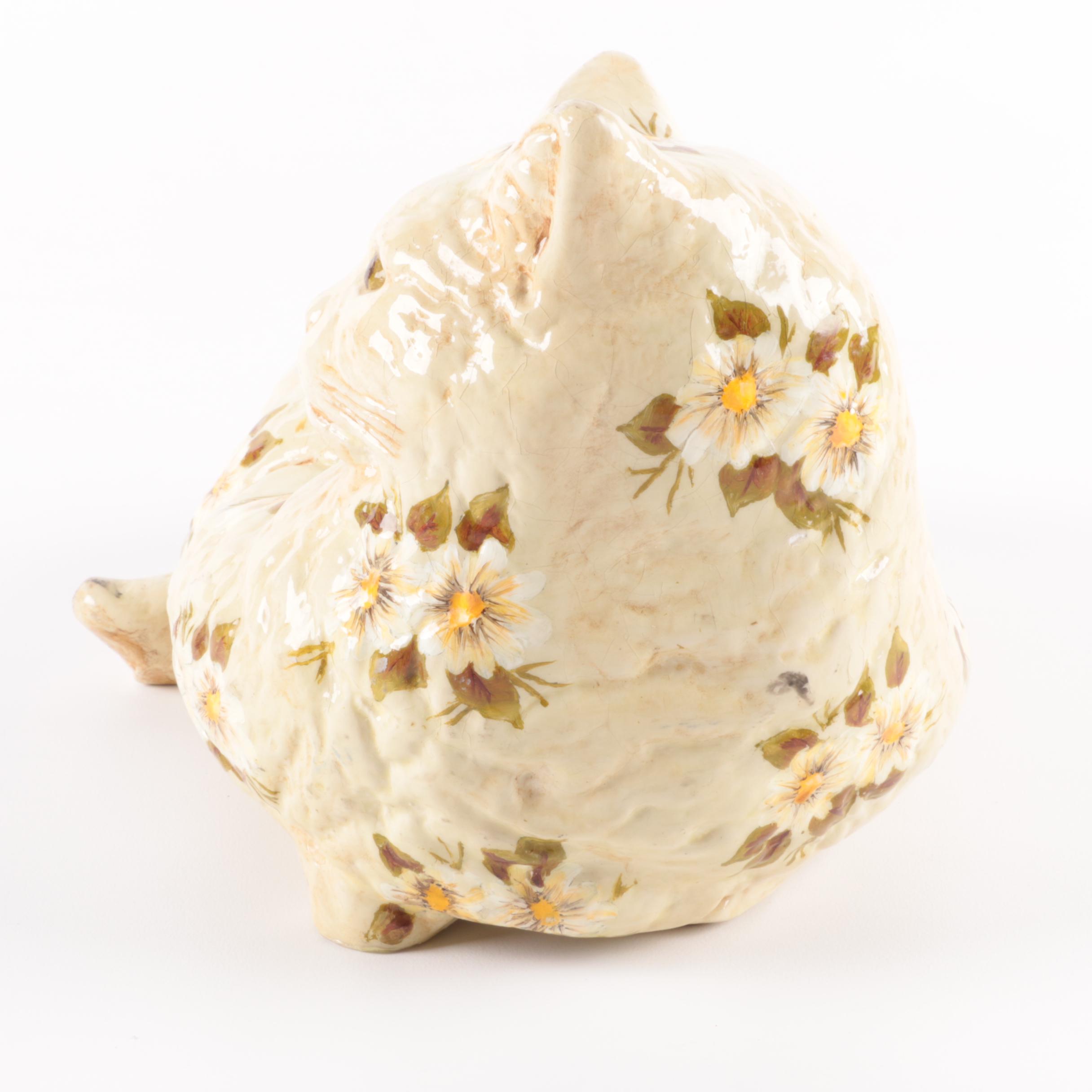 Hand-Painted Ceramic Cat Figurine
