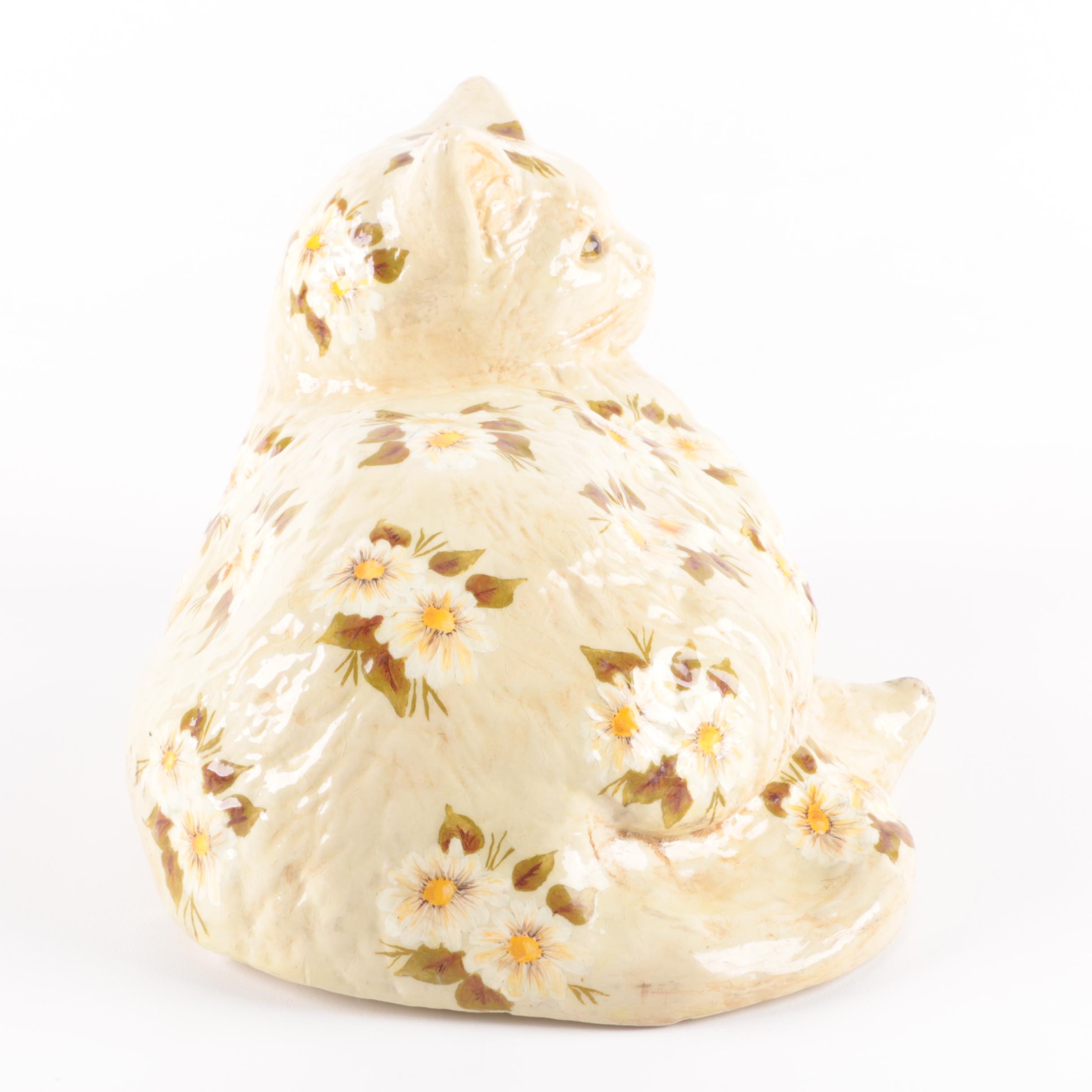 Hand-Painted Ceramic Cat Figurine