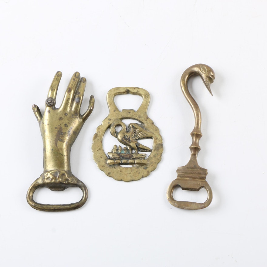 Vintage Brass Bottle Openers with Horse Brass