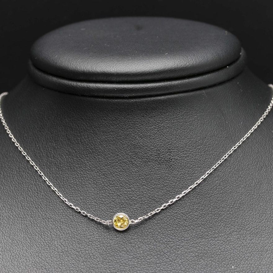 Sterling Silver Yellow Diamond Necklace