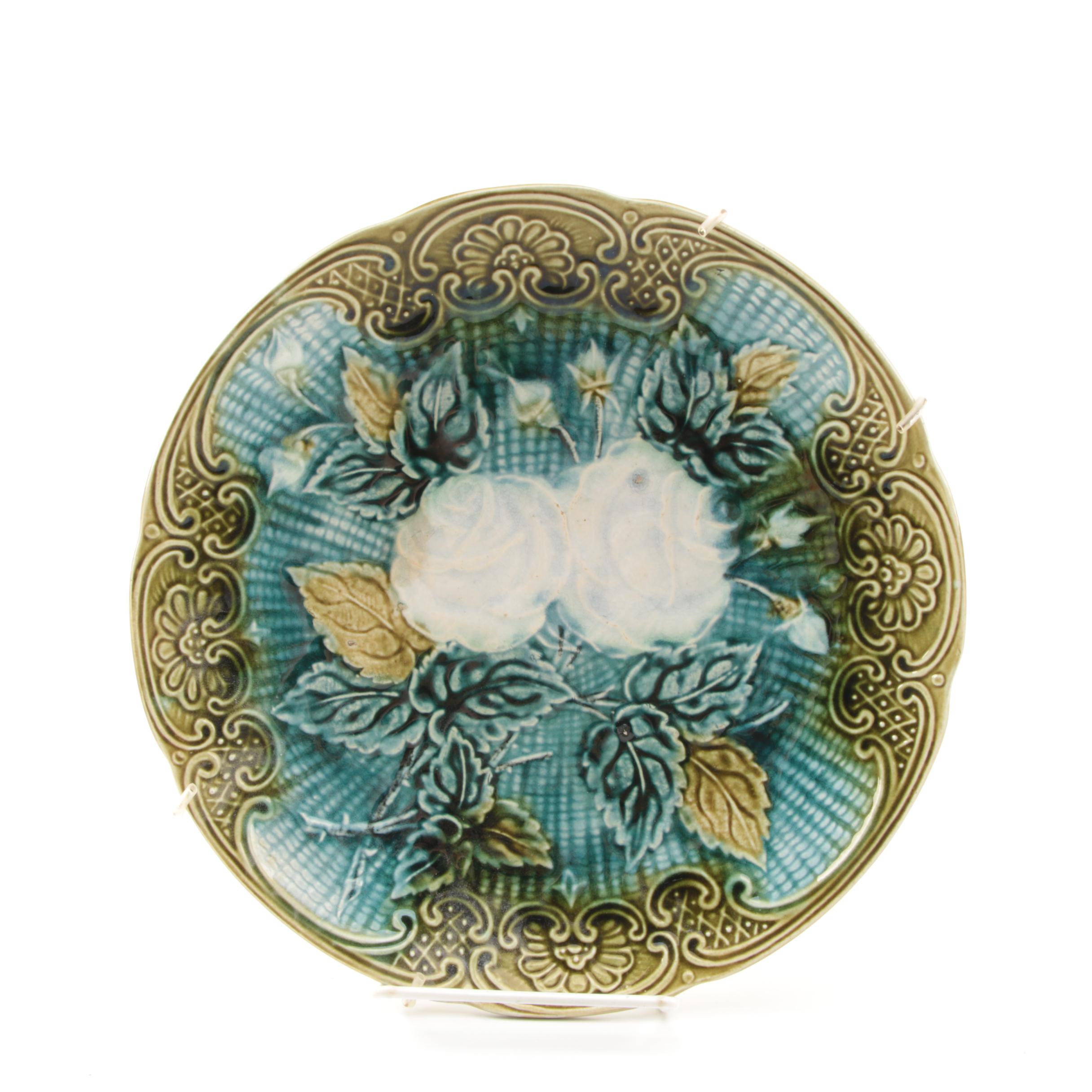 Antique German Majolica Plate