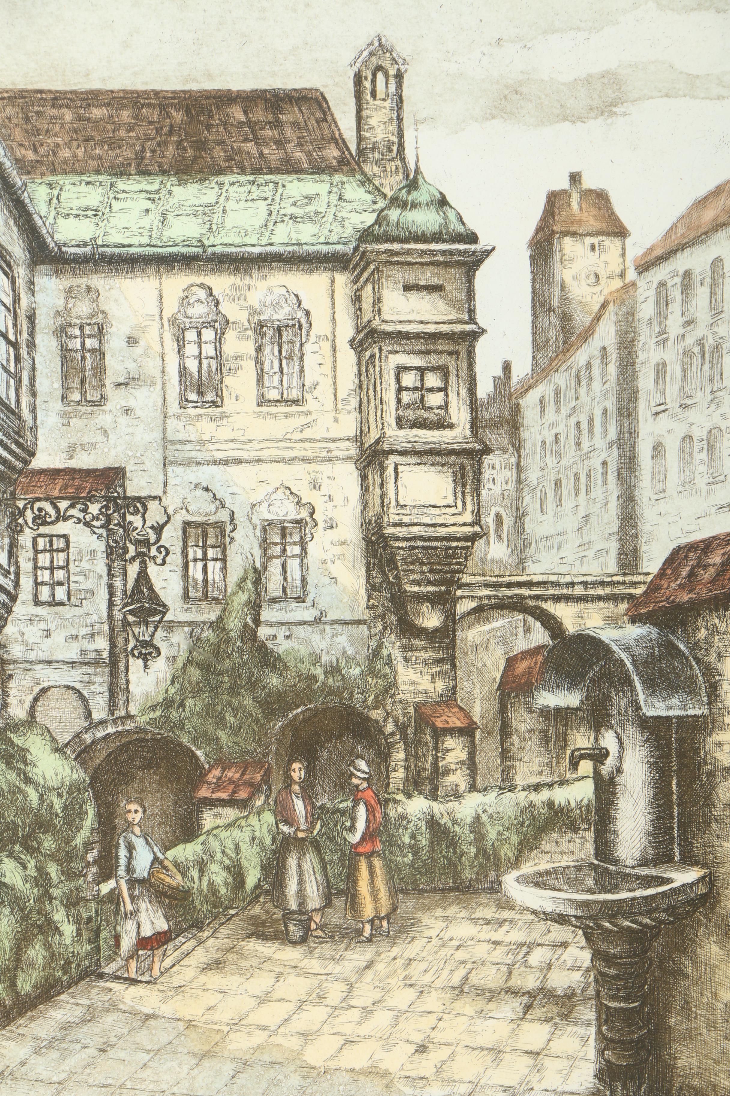 L. Marianne Limited Edition Hand Colored Etching