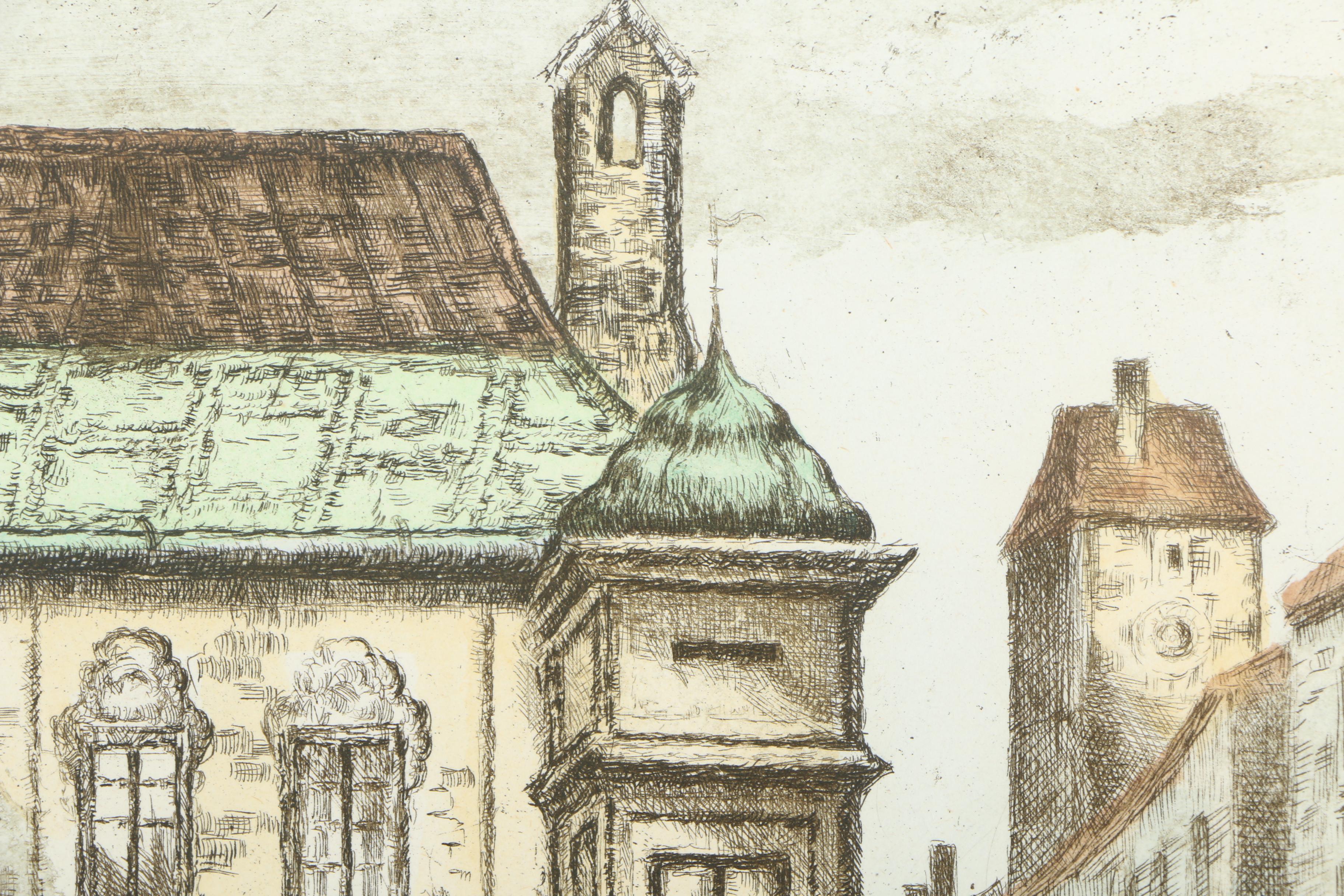 L. Marianne Limited Edition Hand Colored Etching