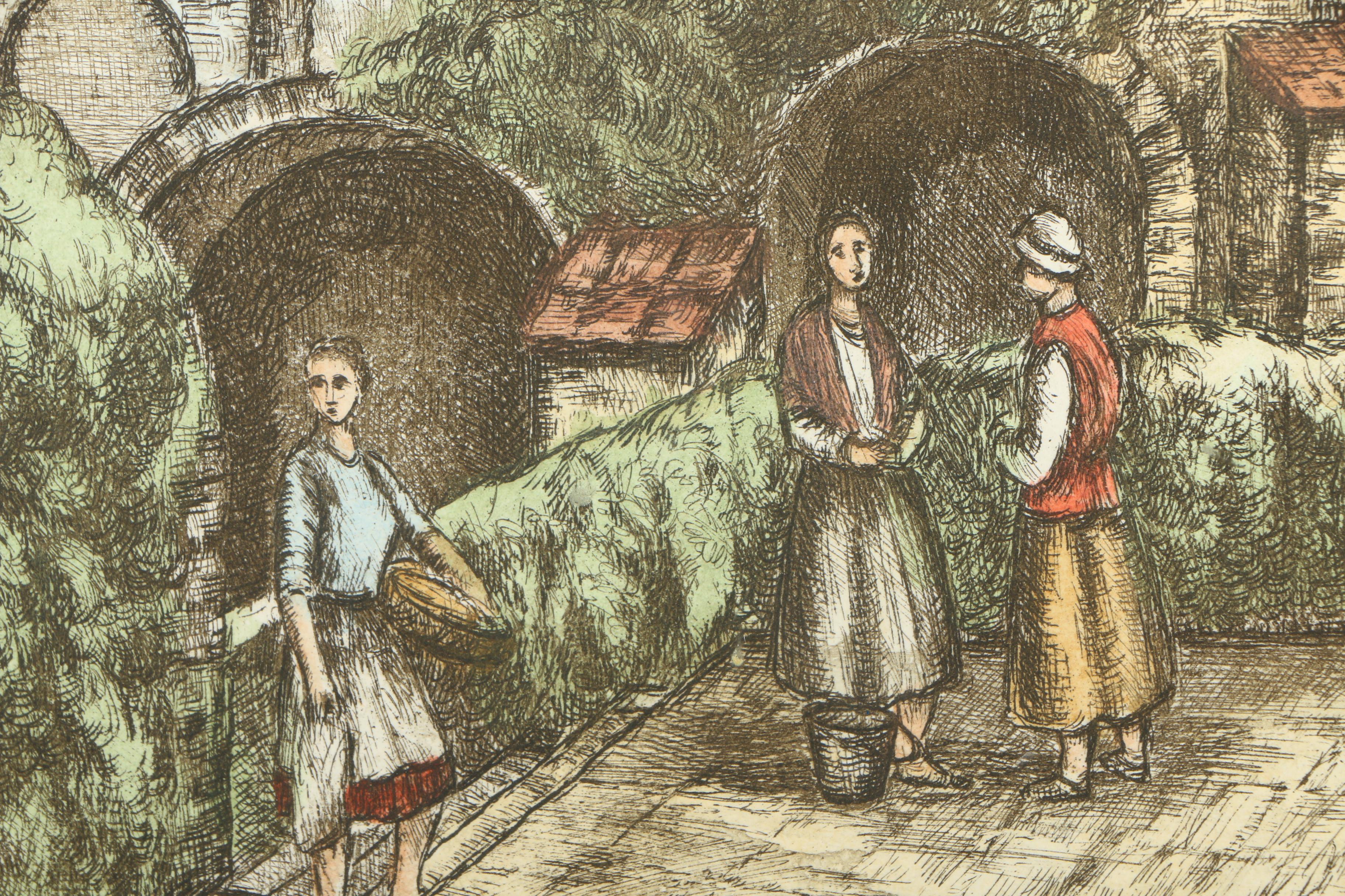 L. Marianne Limited Edition Hand Colored Etching