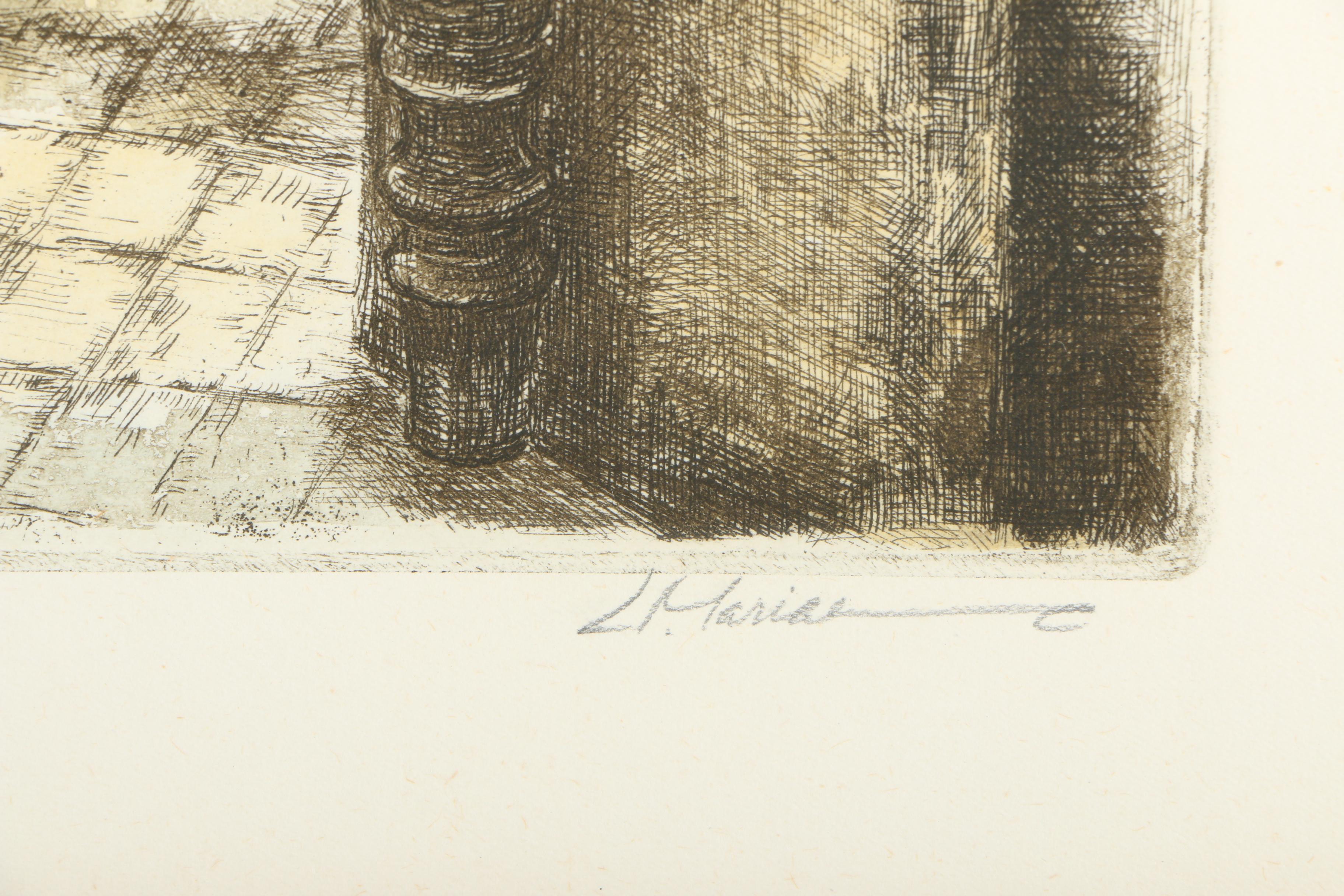 L. Marianne Limited Edition Hand Colored Etching