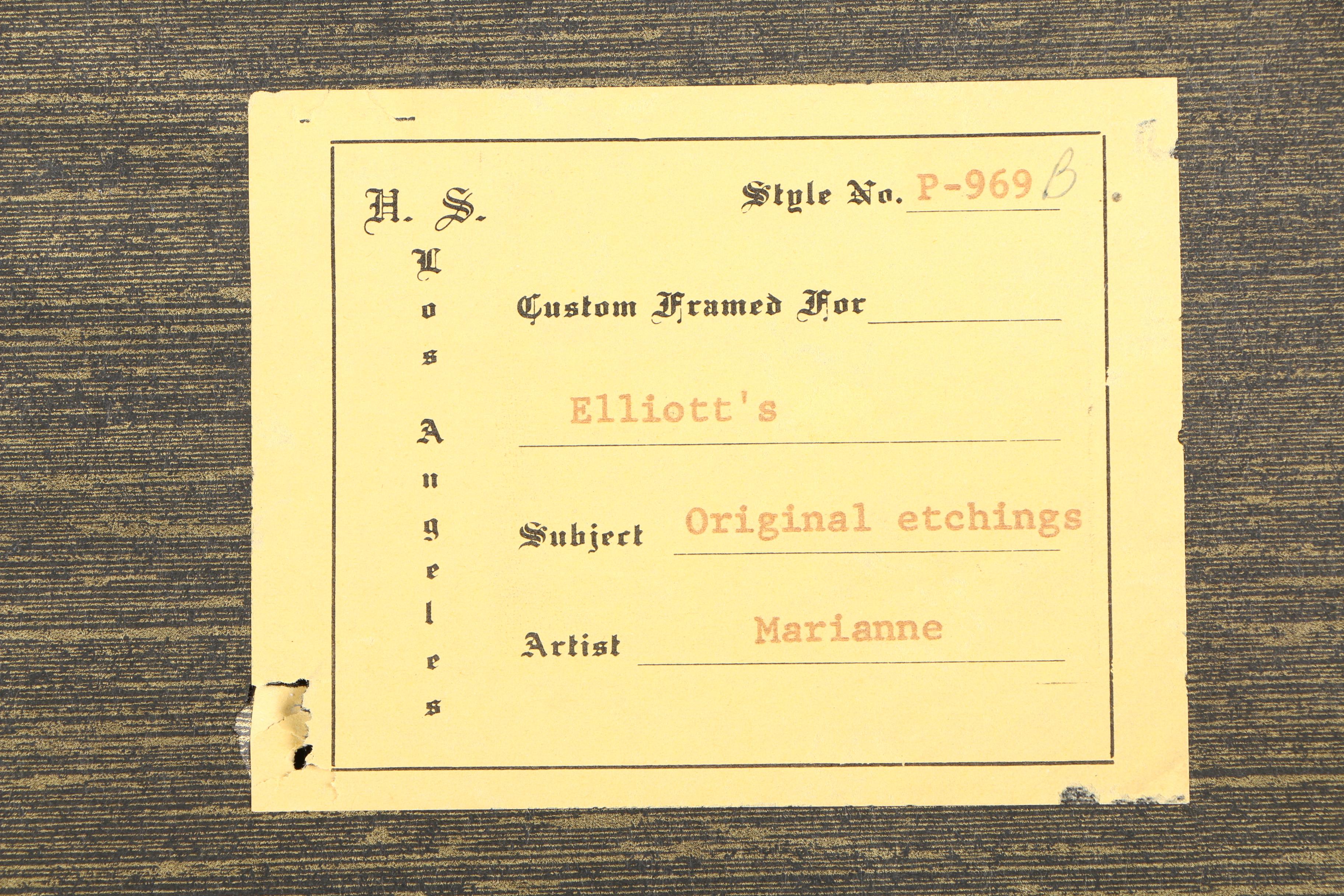 L. Marianne Limited Edition Hand Colored Etching