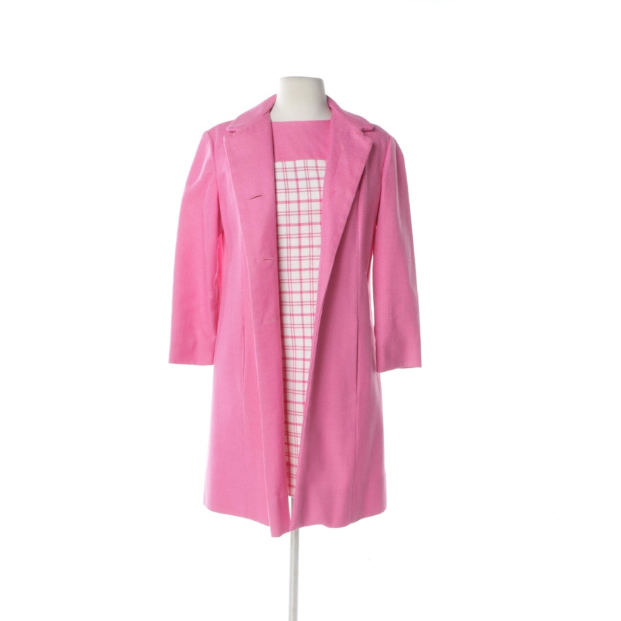 1960s Bubble Gum Pink Plaid Check Dress and Jacket