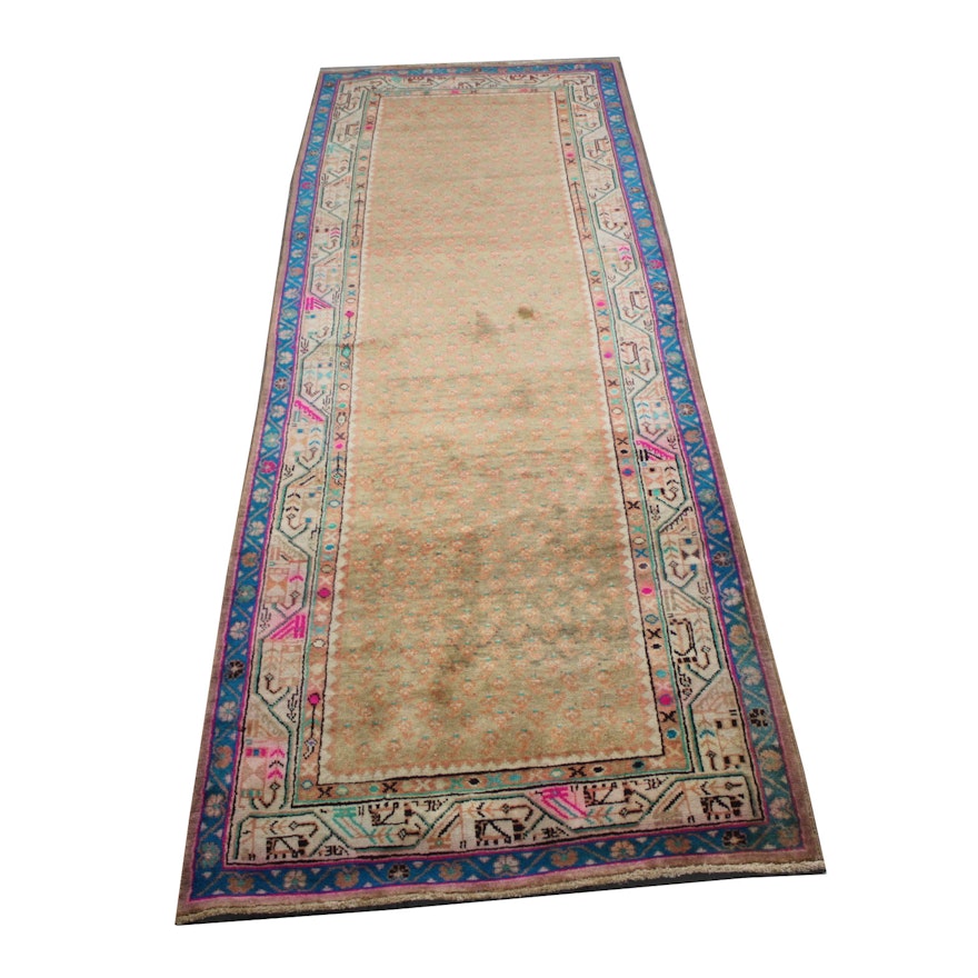 Hand-Knotted Persian Serabend Mir-a-Boteh Carpet Runner