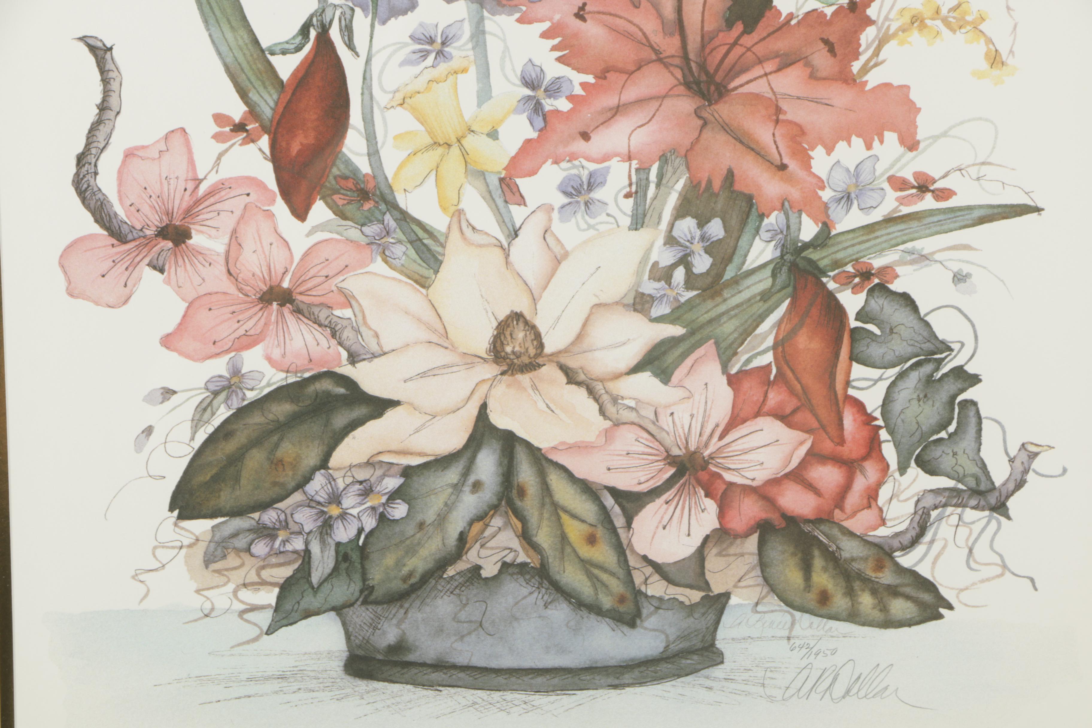 A. Renée Dollar Limited Edition Offset Lithograph of Floral Arrangement