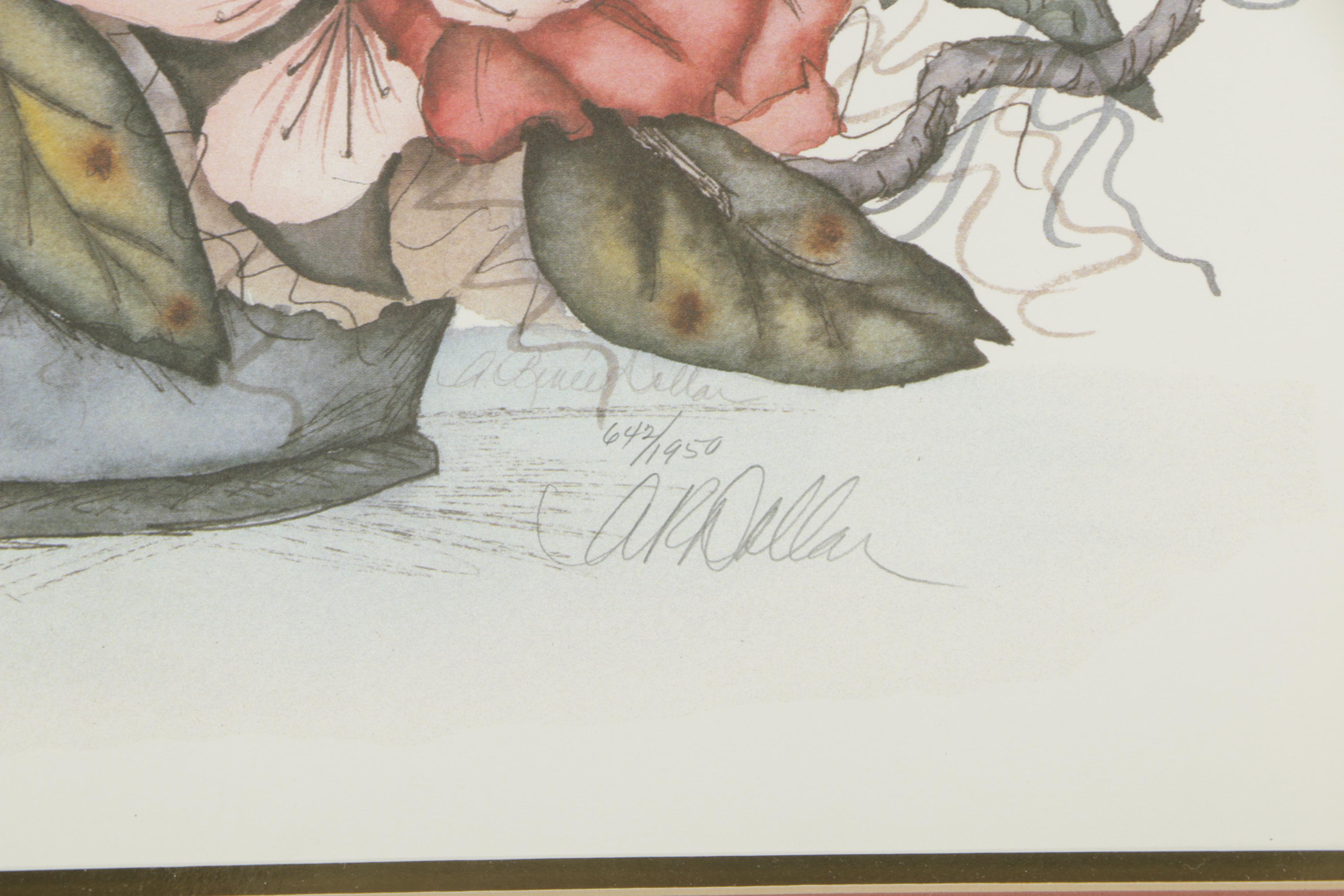 A. Renée Dollar Limited Edition Offset Lithograph of Floral Arrangement