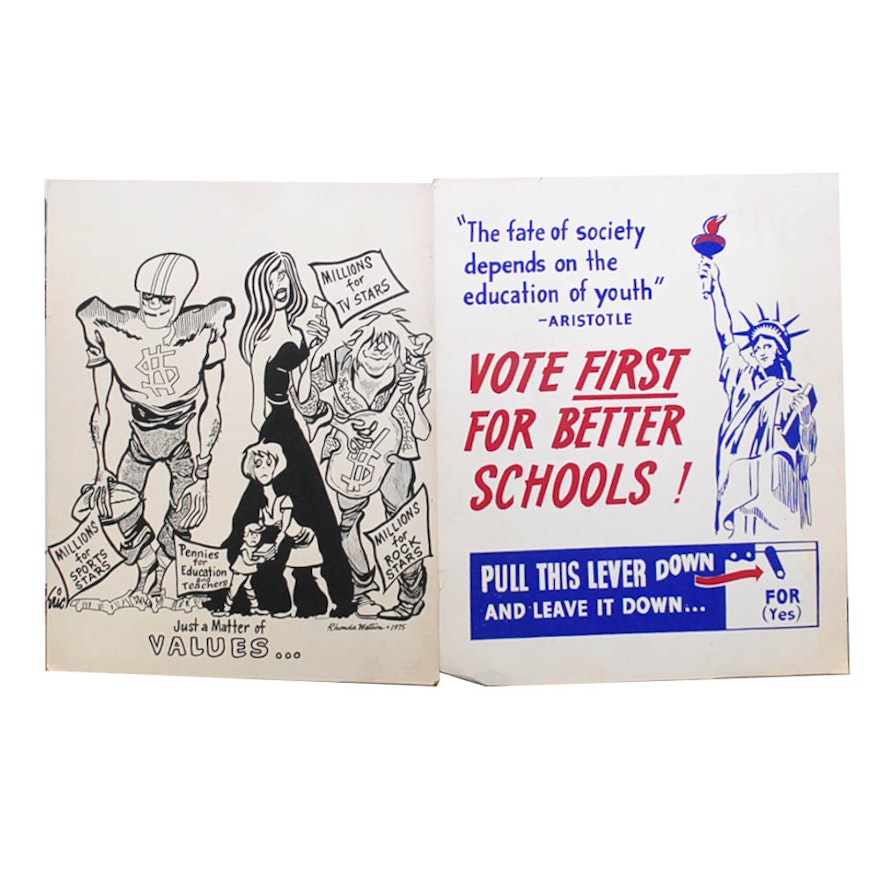Pair of Vintage Pro-Education Political Posters