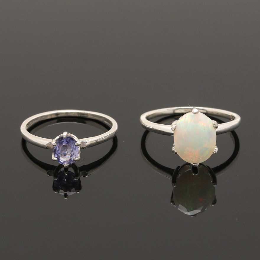 Sterling Silver Sapphire and Opal Rings