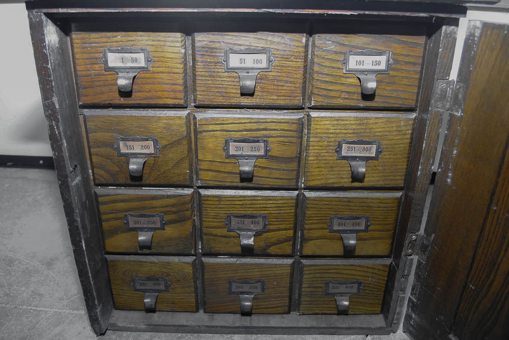 Keystone View Company Magic Lantern Slides in Slide Cabinet