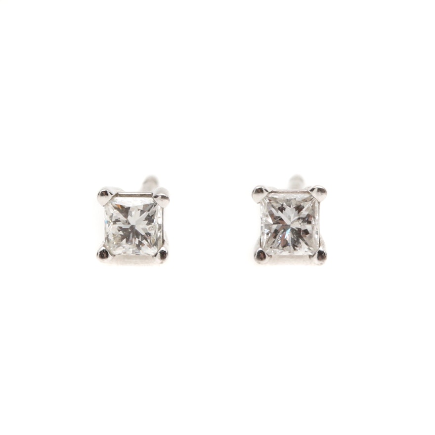 14K White Gold Diamond Earrings