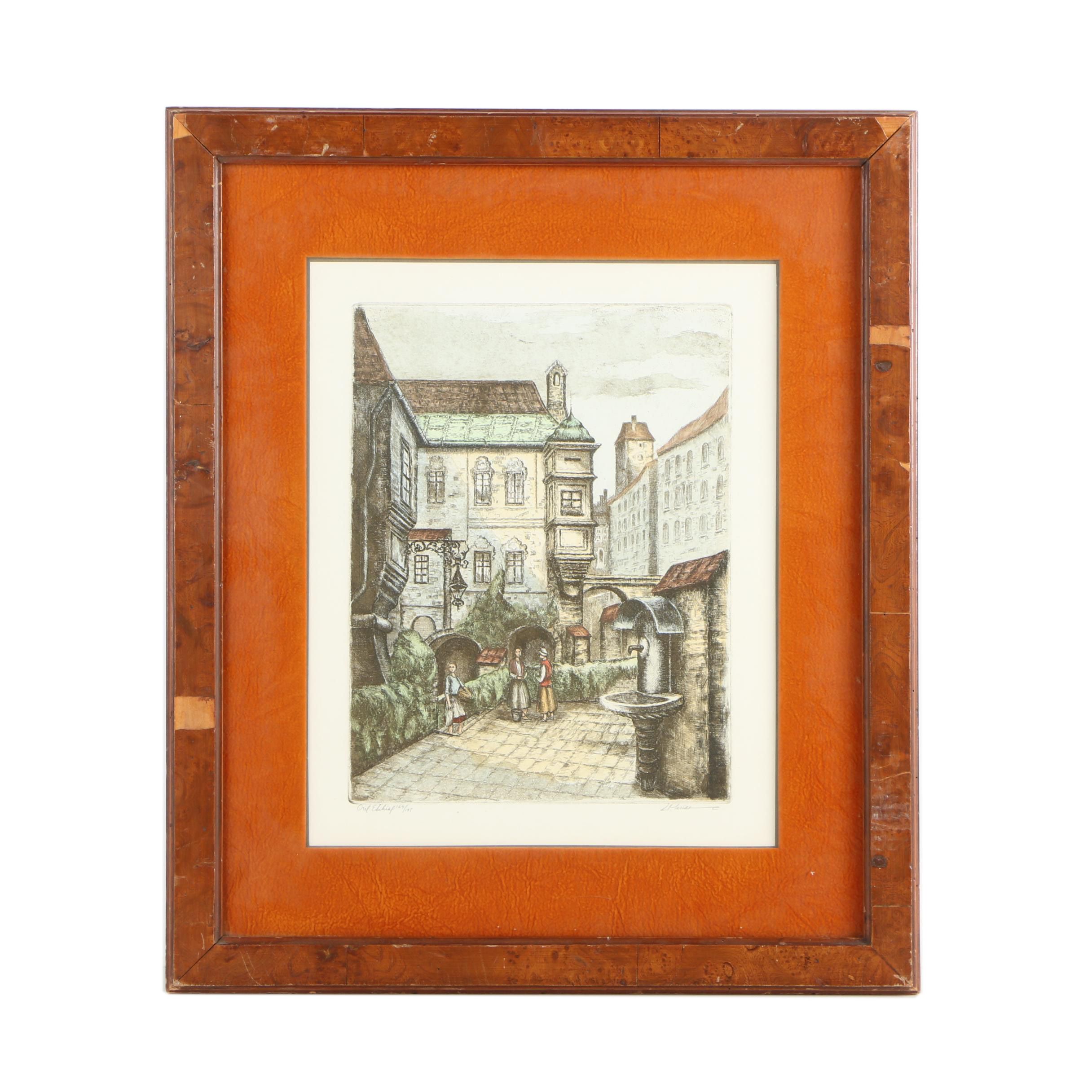 L. Marianne Limited Edition Hand Colored Etching