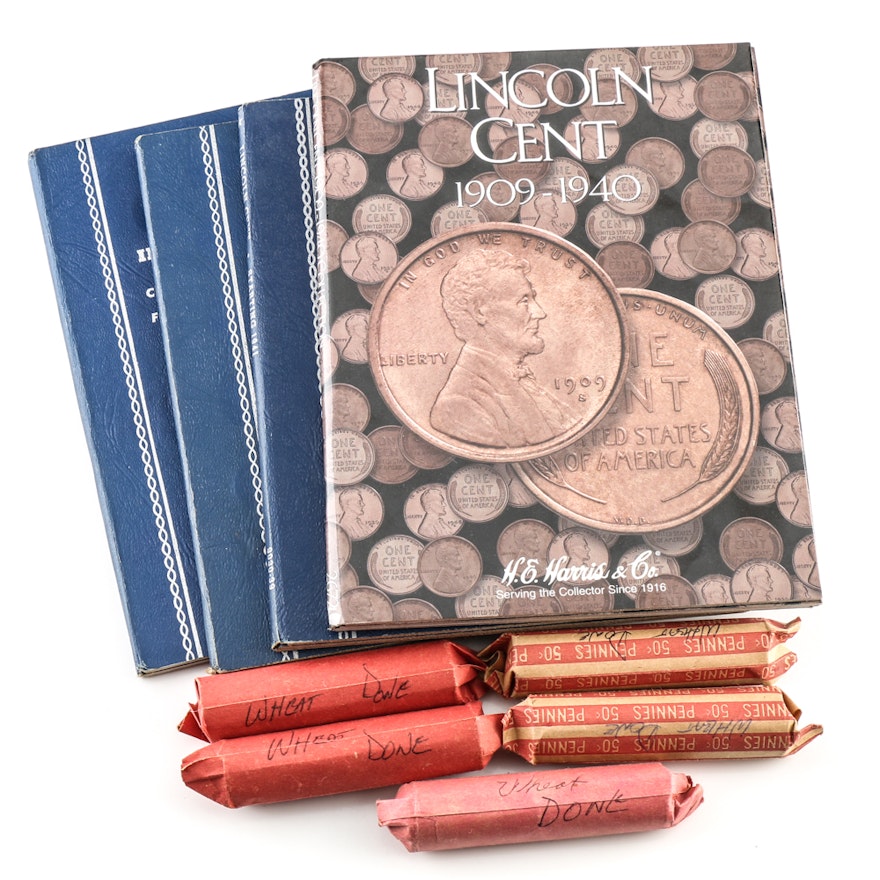 Lincoln Wheat and Memorial Cents with Folders