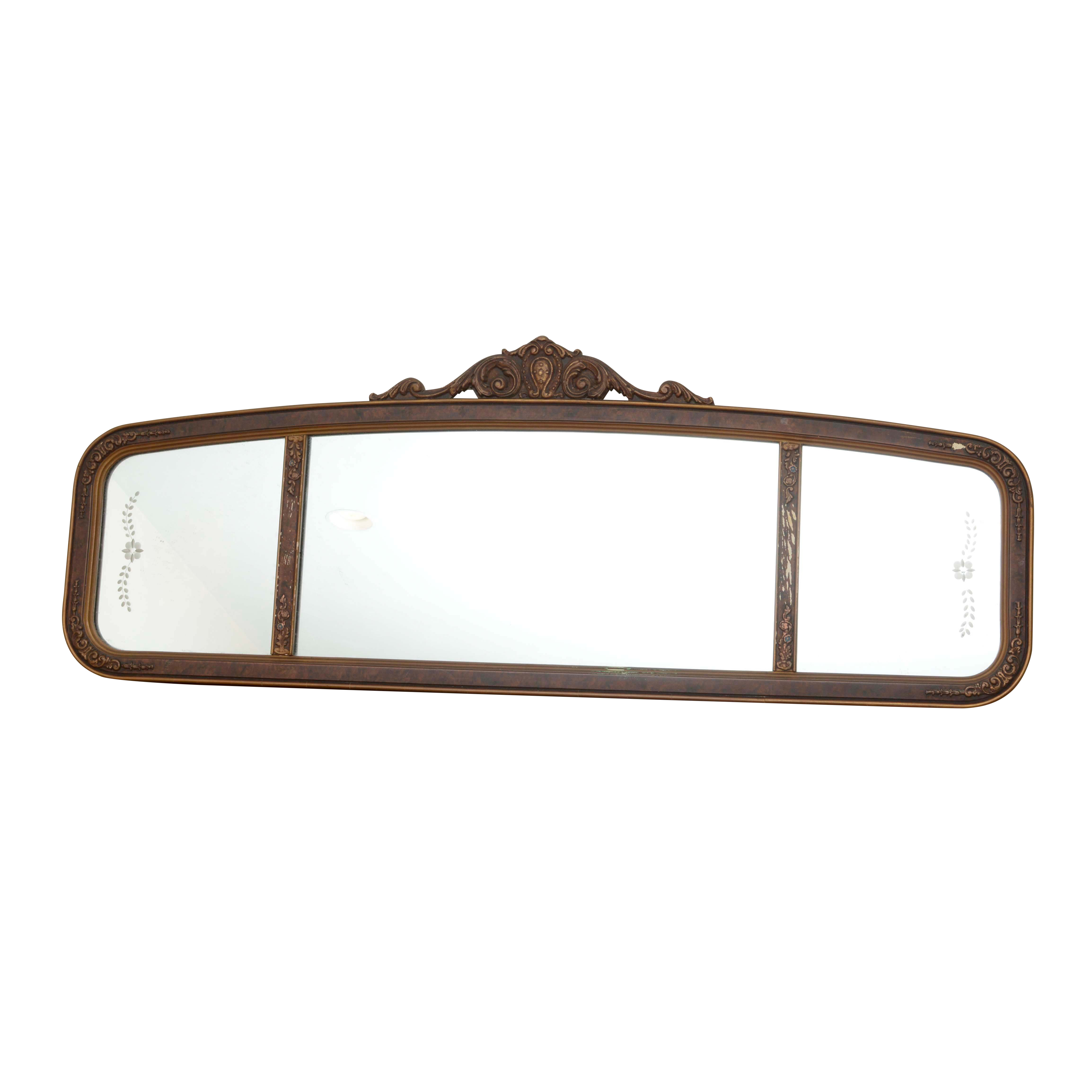 Vintage Victorian-Style Wood Framed Sofa Mirror
