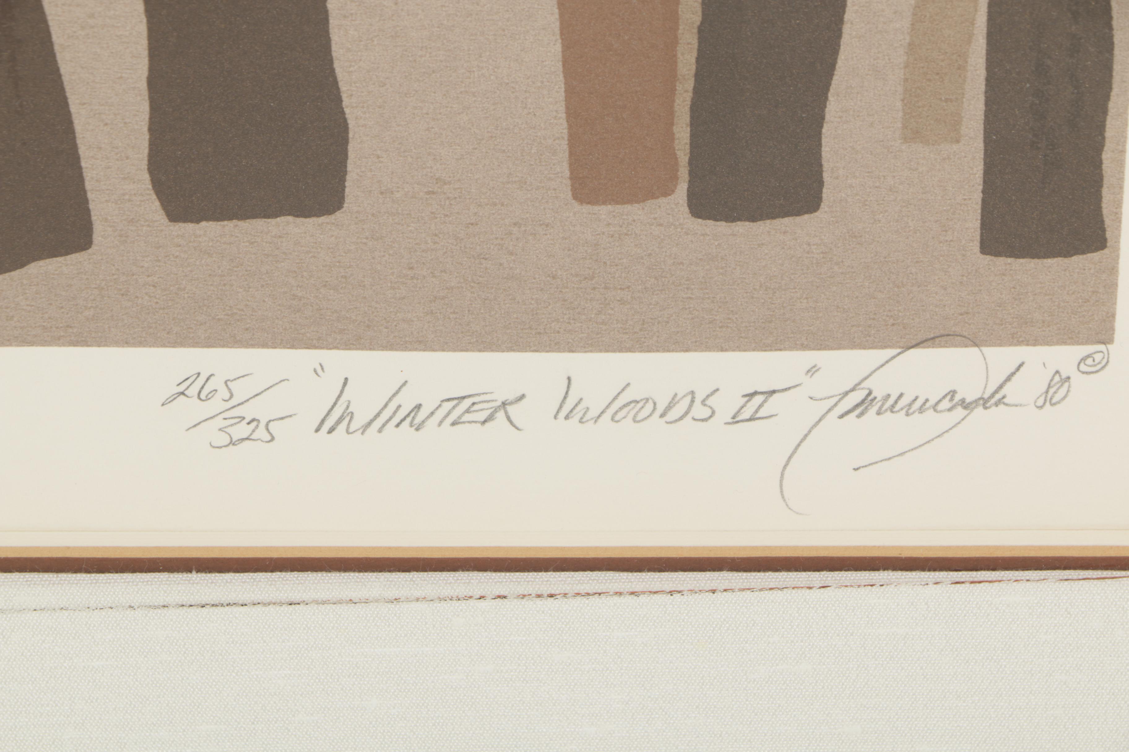 William Omurcada 1980 Color Lithograph "Winter Woods II"