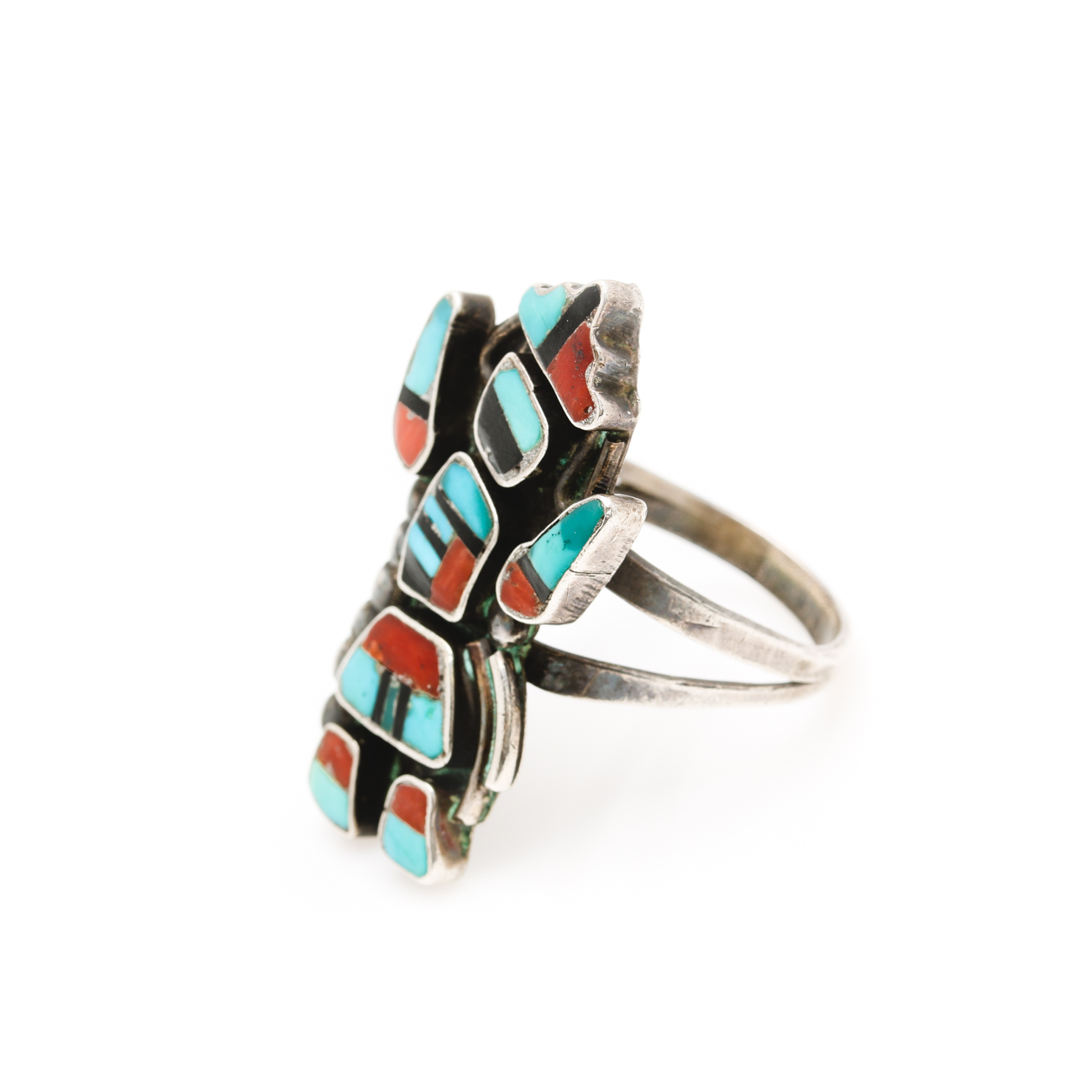 Southwestern Style Sterling Silver Inlay Rings Including Turquoise
