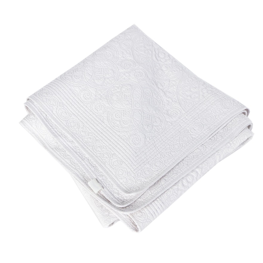 Domain Machine Quilted White Coverlet