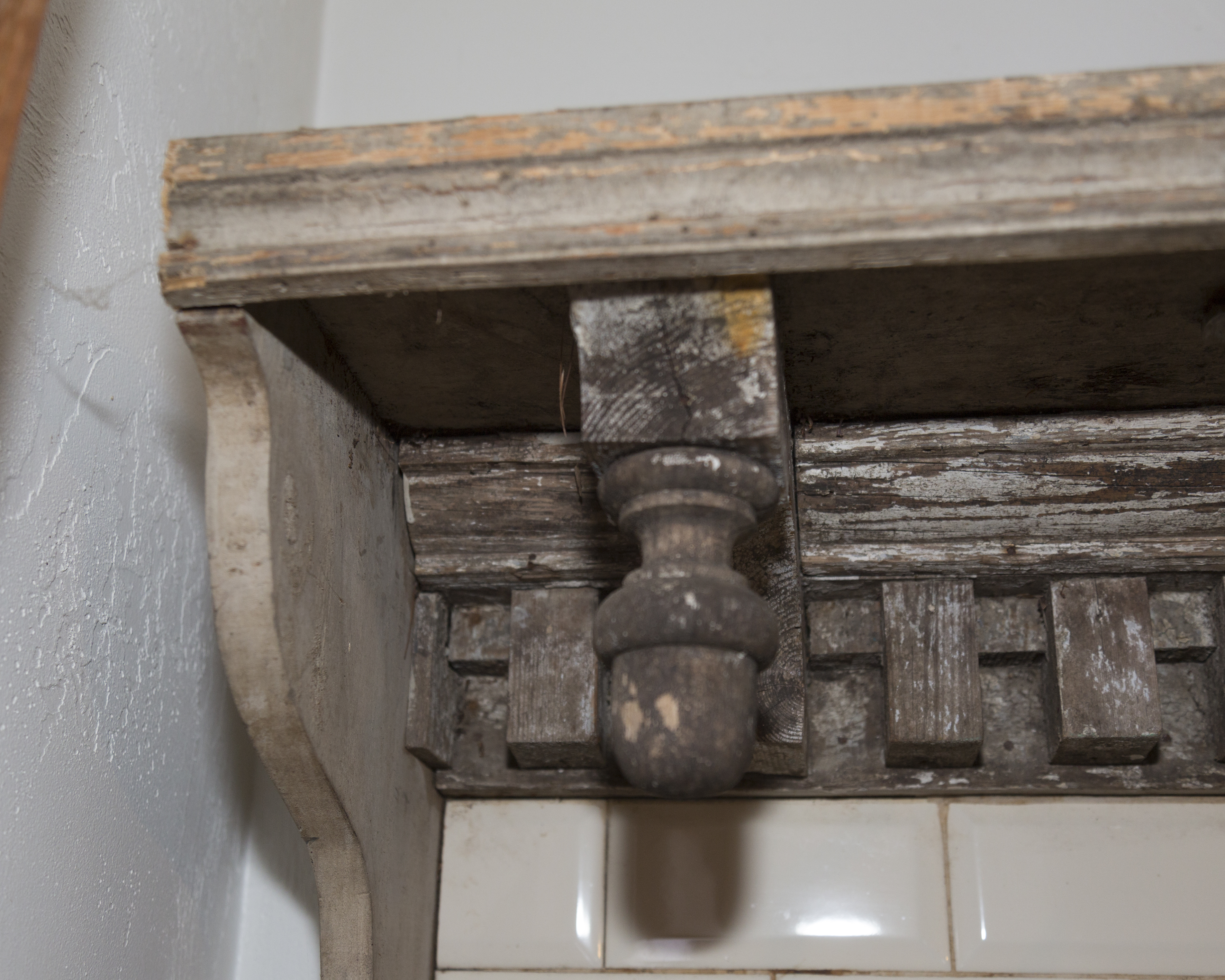 Antique French Butcher's Block with Meat Hooks