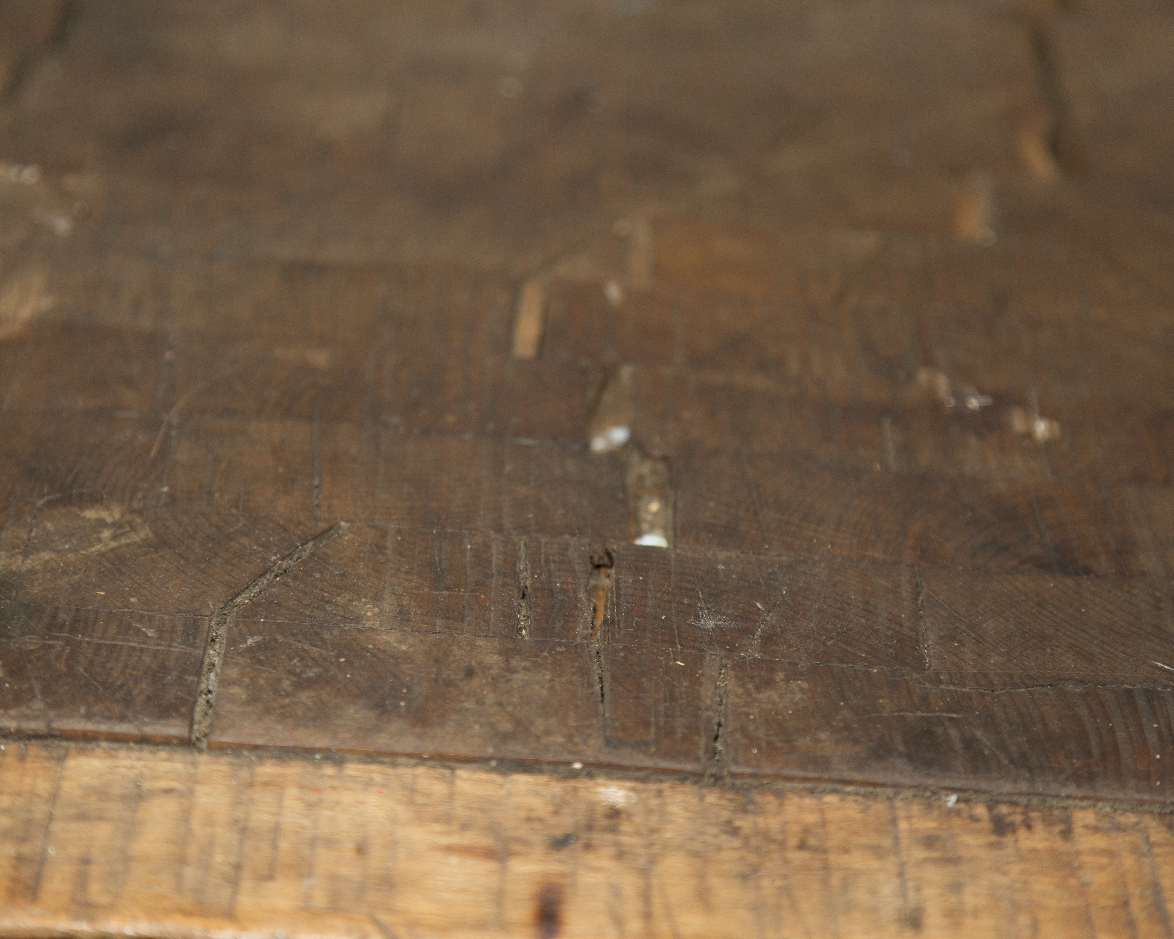 Antique French Butcher's Block with Meat Hooks