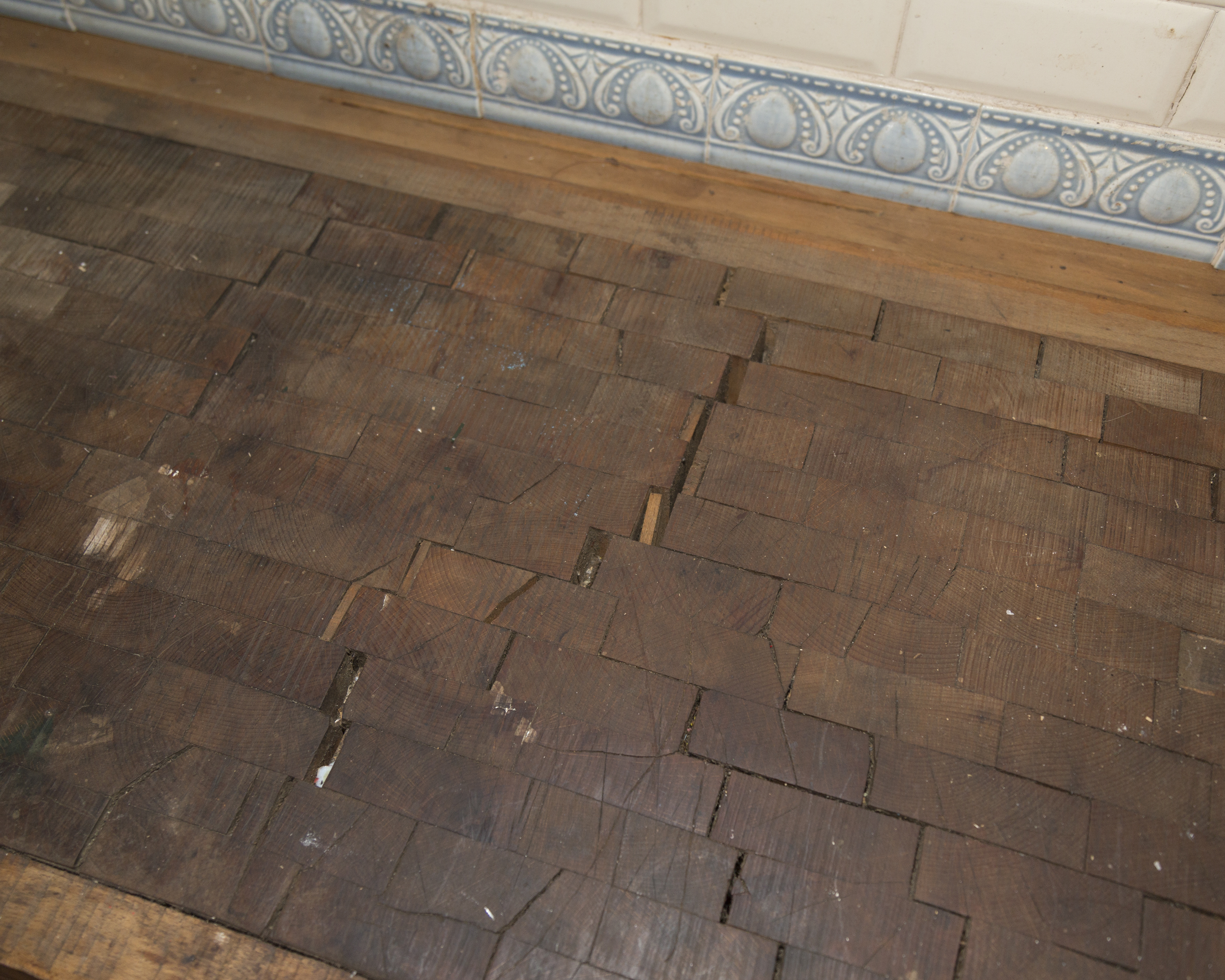 Antique French Butcher's Block with Meat Hooks