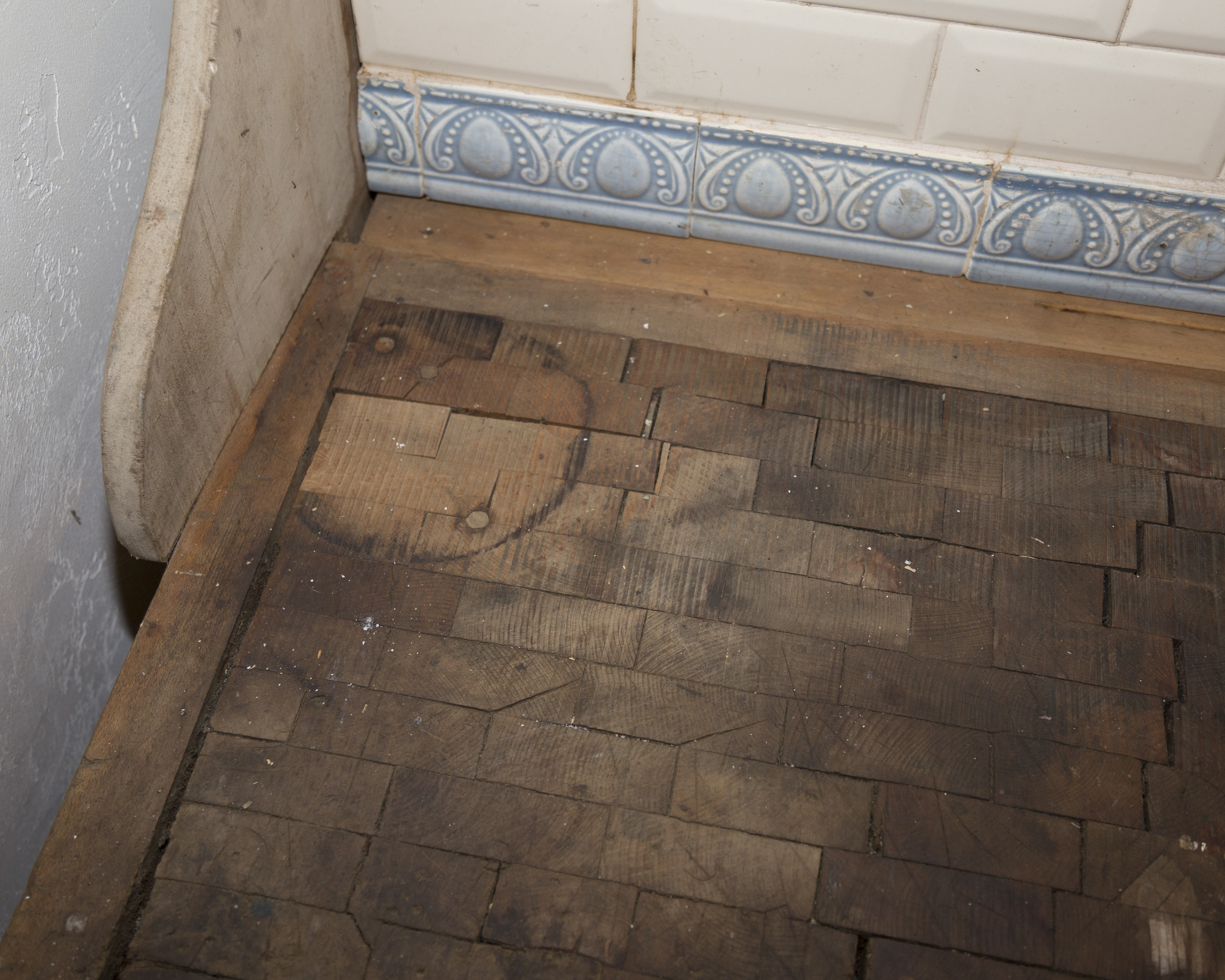 Antique French Butcher's Block with Meat Hooks