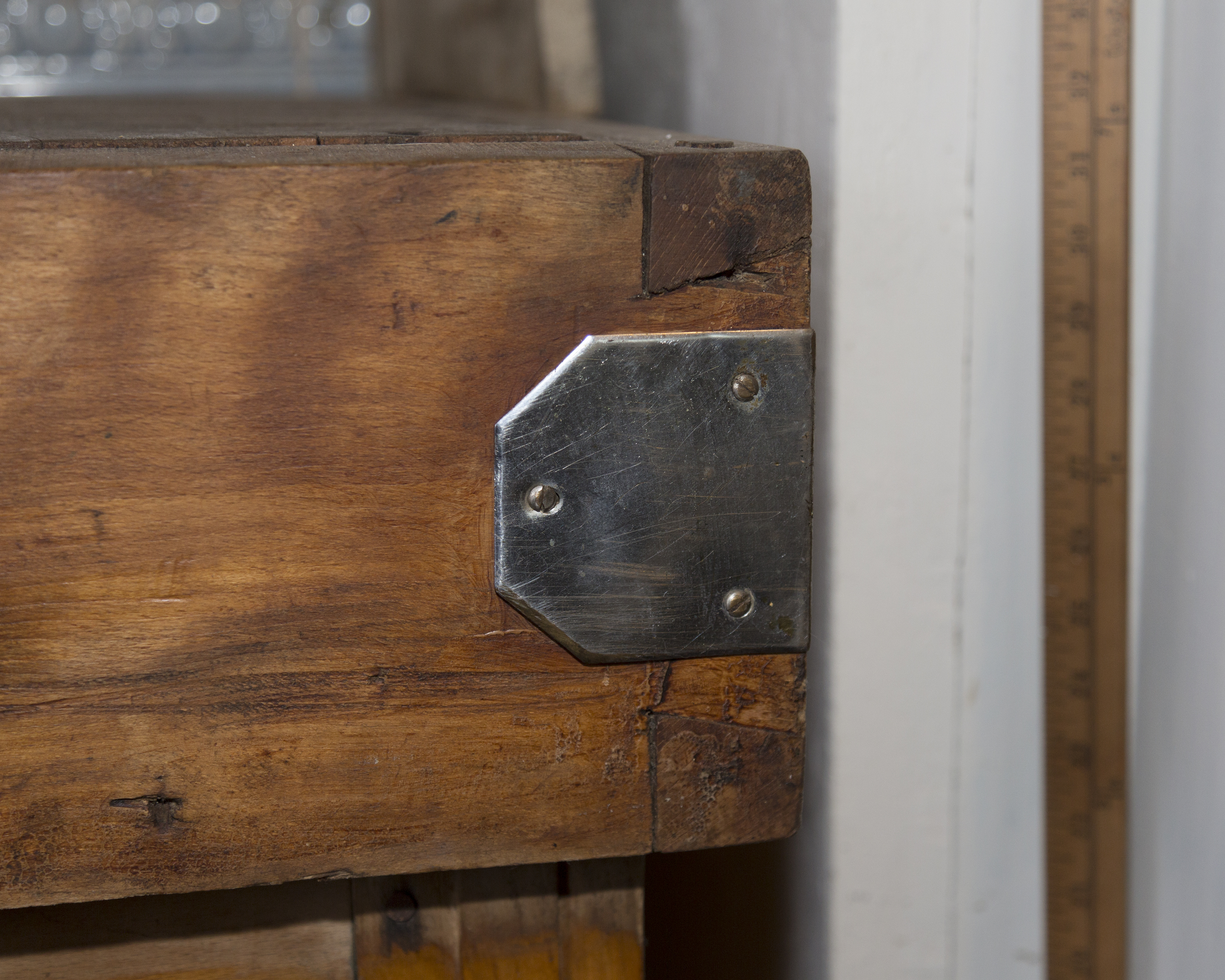 Antique French Butcher's Block with Meat Hooks