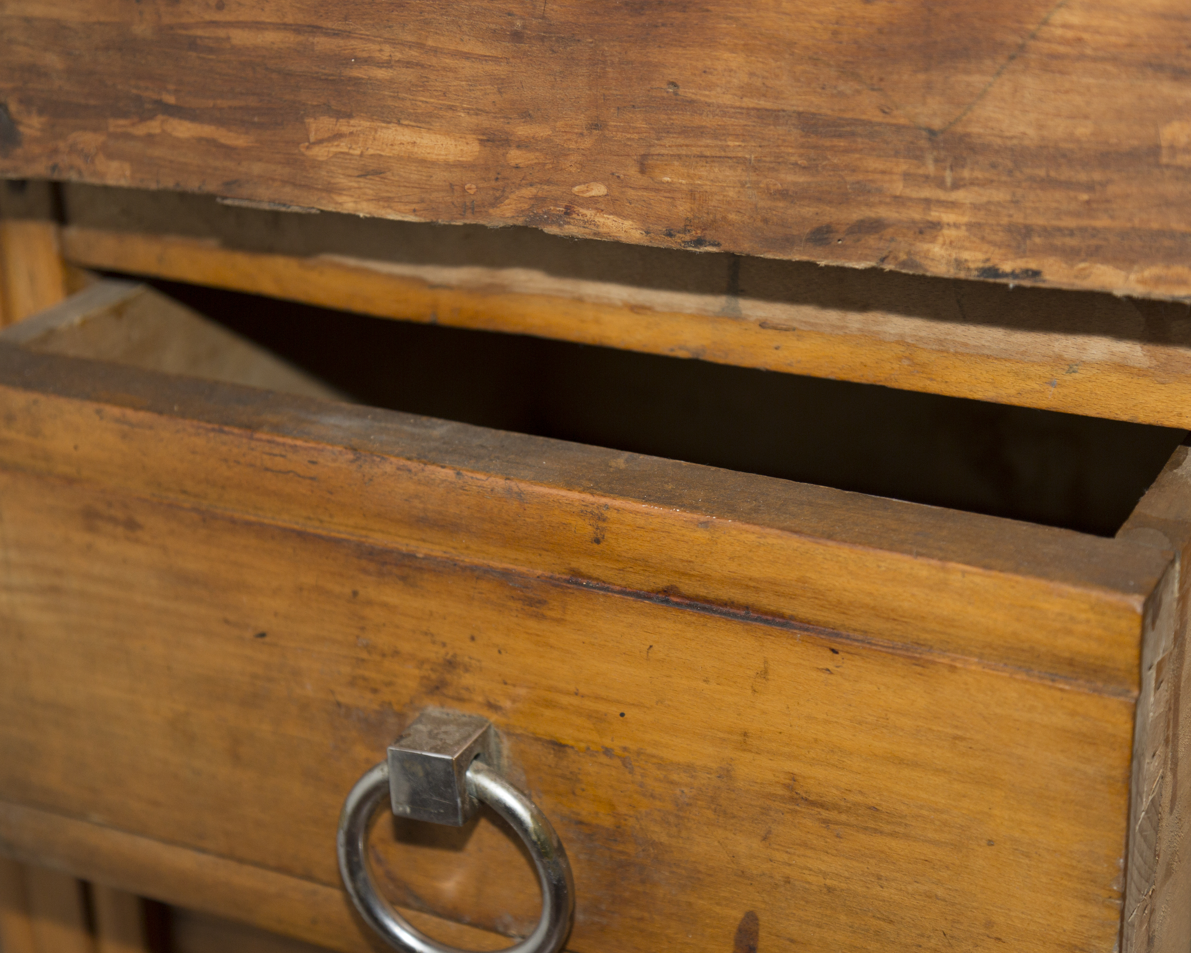 Antique French Butcher's Block with Meat Hooks