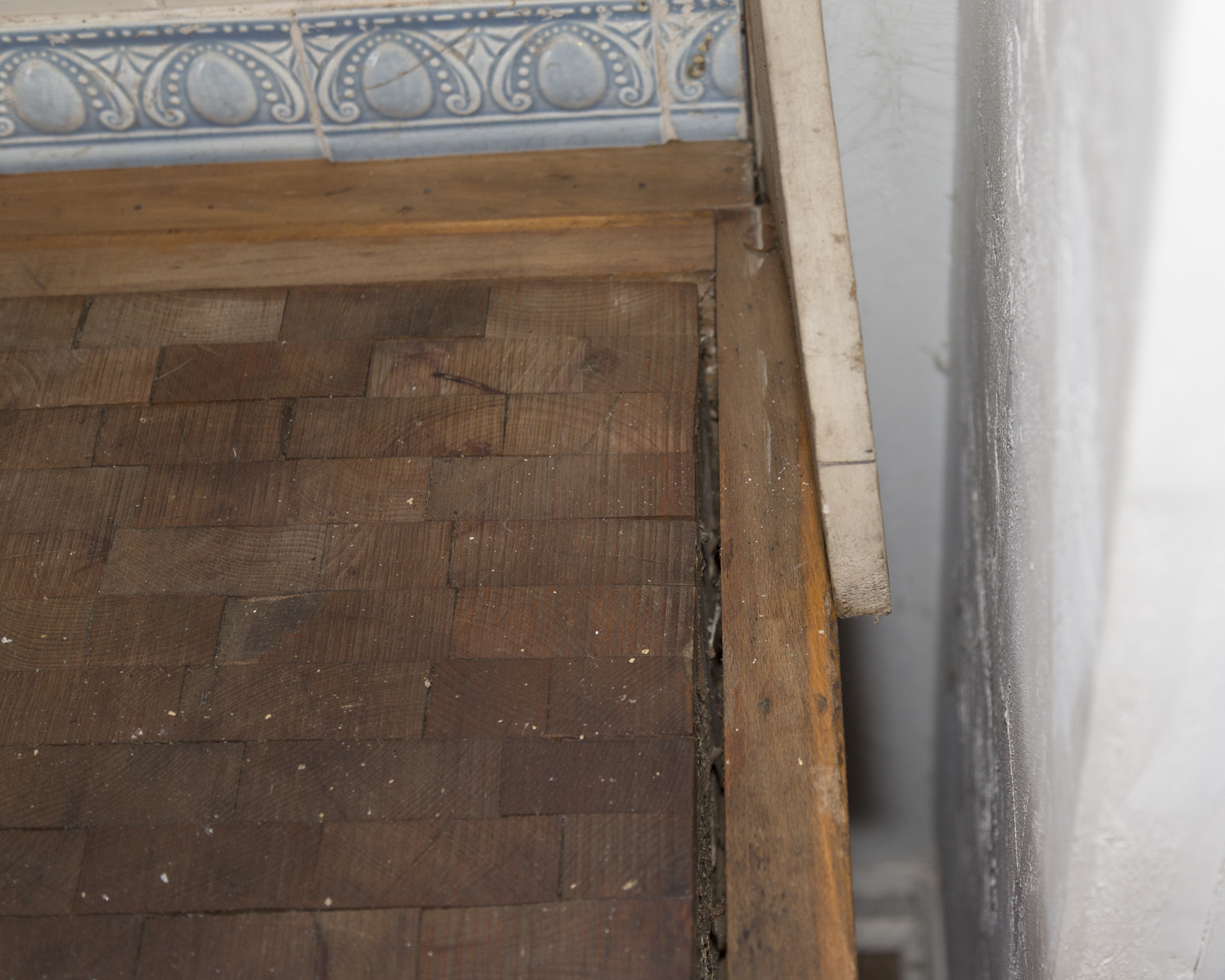 Antique French Butcher's Block with Meat Hooks