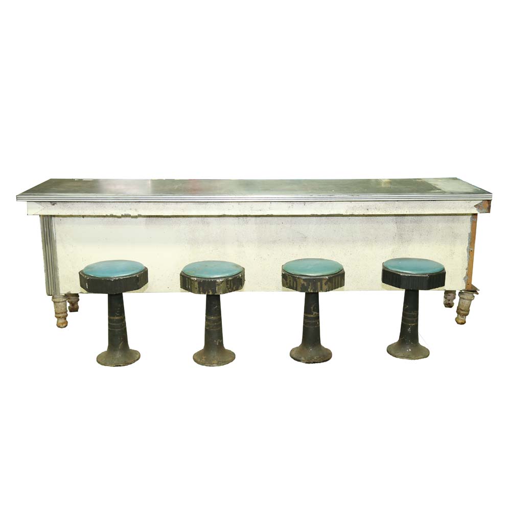 Vintage Lunch Counter and Stools