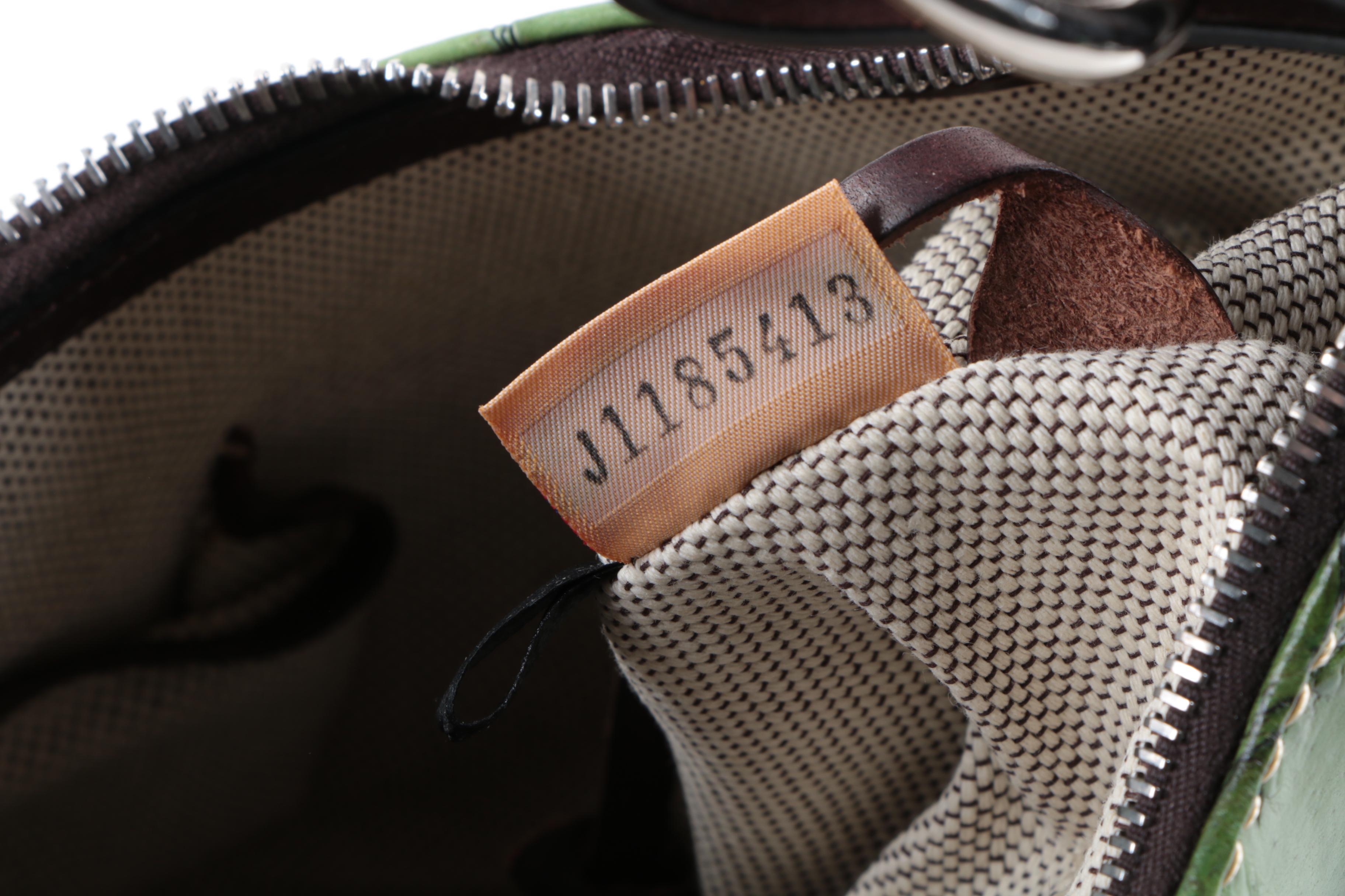 Dooney and Bourke Crocodile Embossed Green Leather Handbag