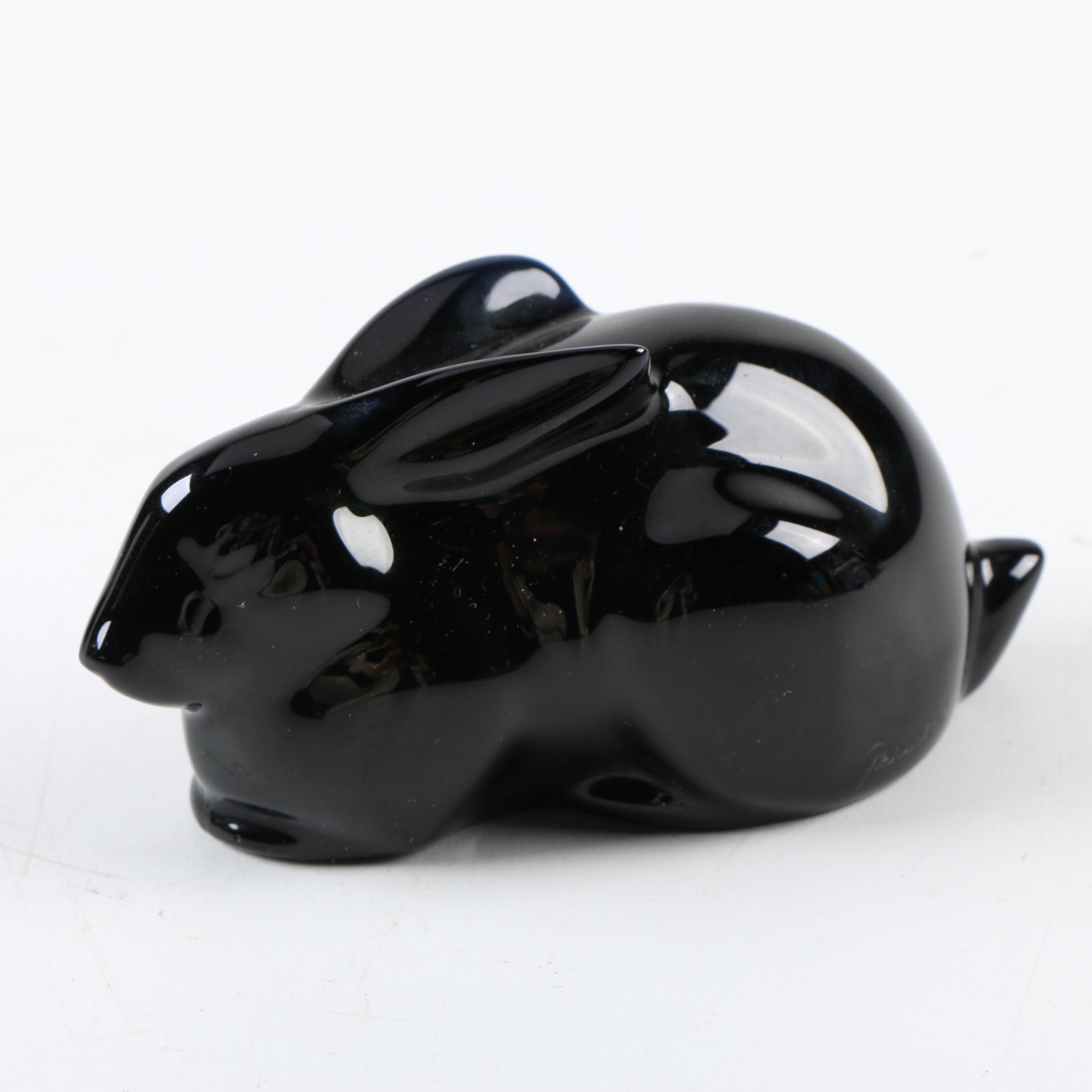 Baccarat Black Crystal Rabbit Figurine