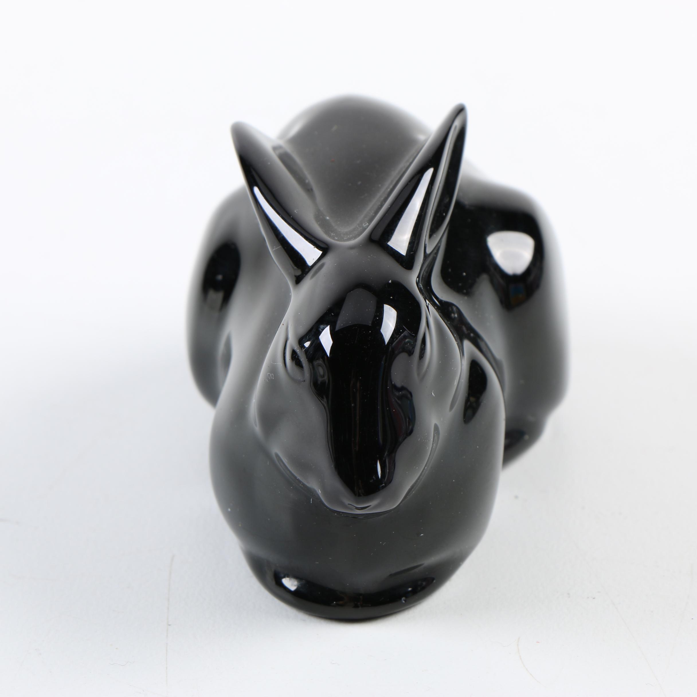 Baccarat Black Crystal Rabbit Figurine
