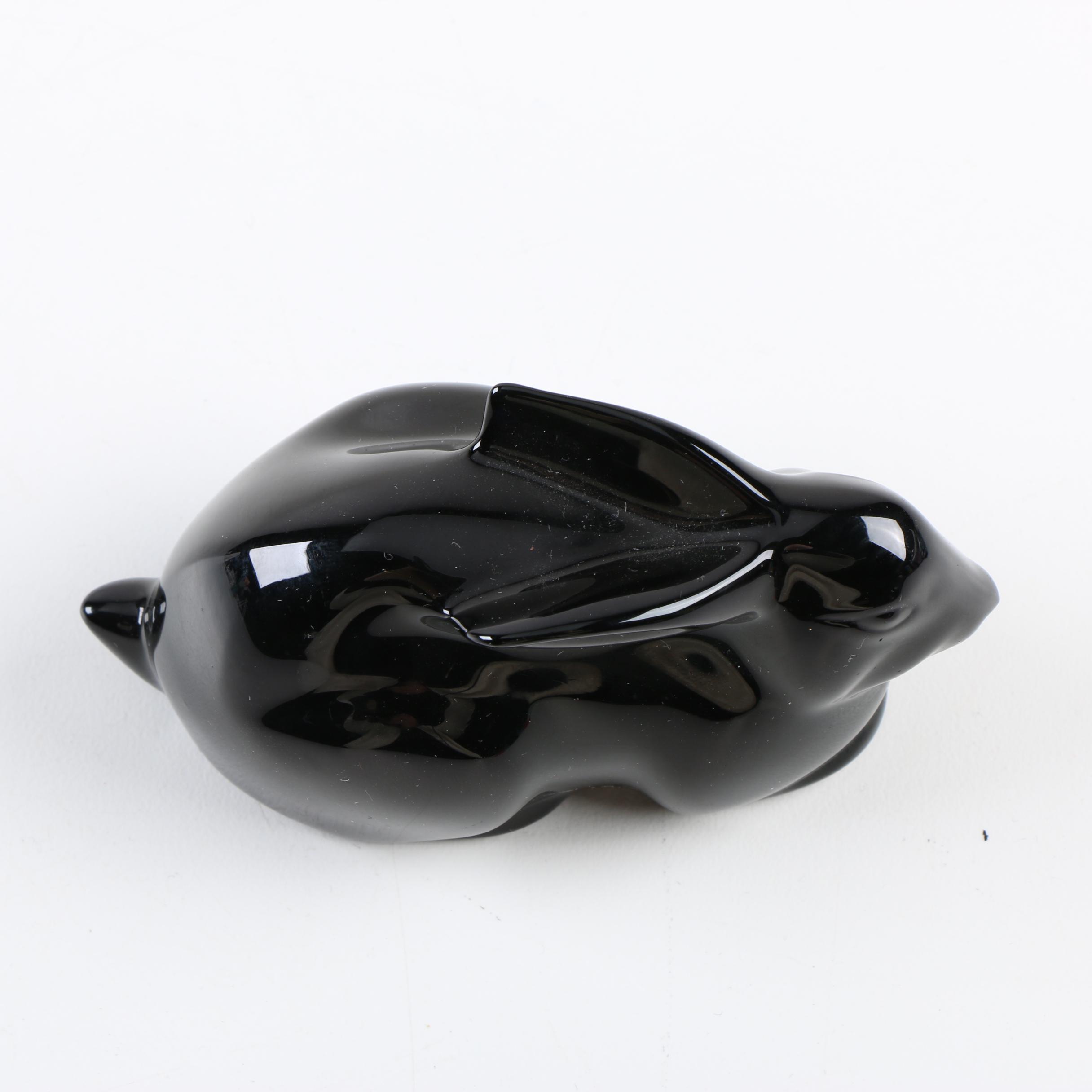 Baccarat Black Crystal Rabbit Figurine