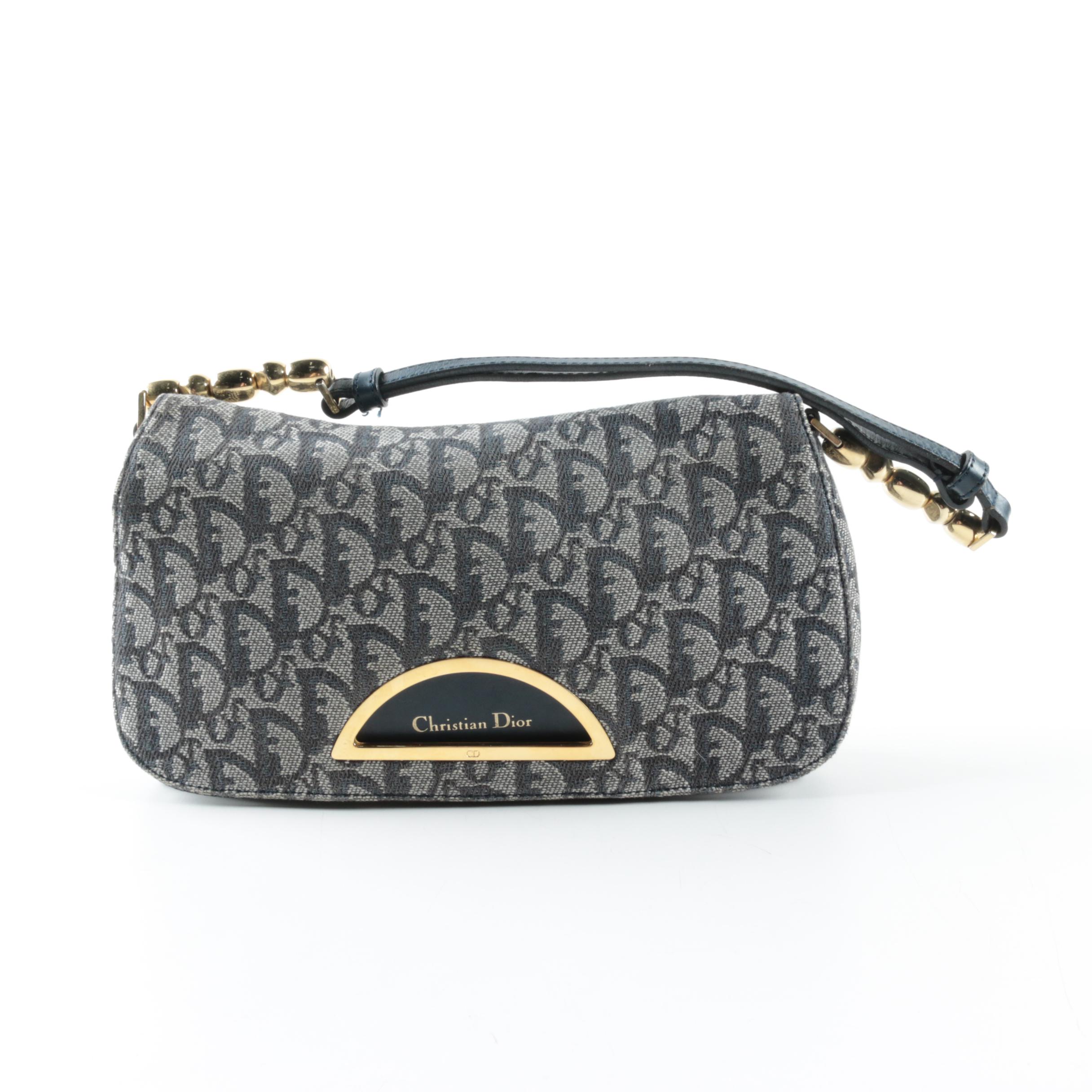 Christian Dior Navy Trotter Canvas and Leather Bag