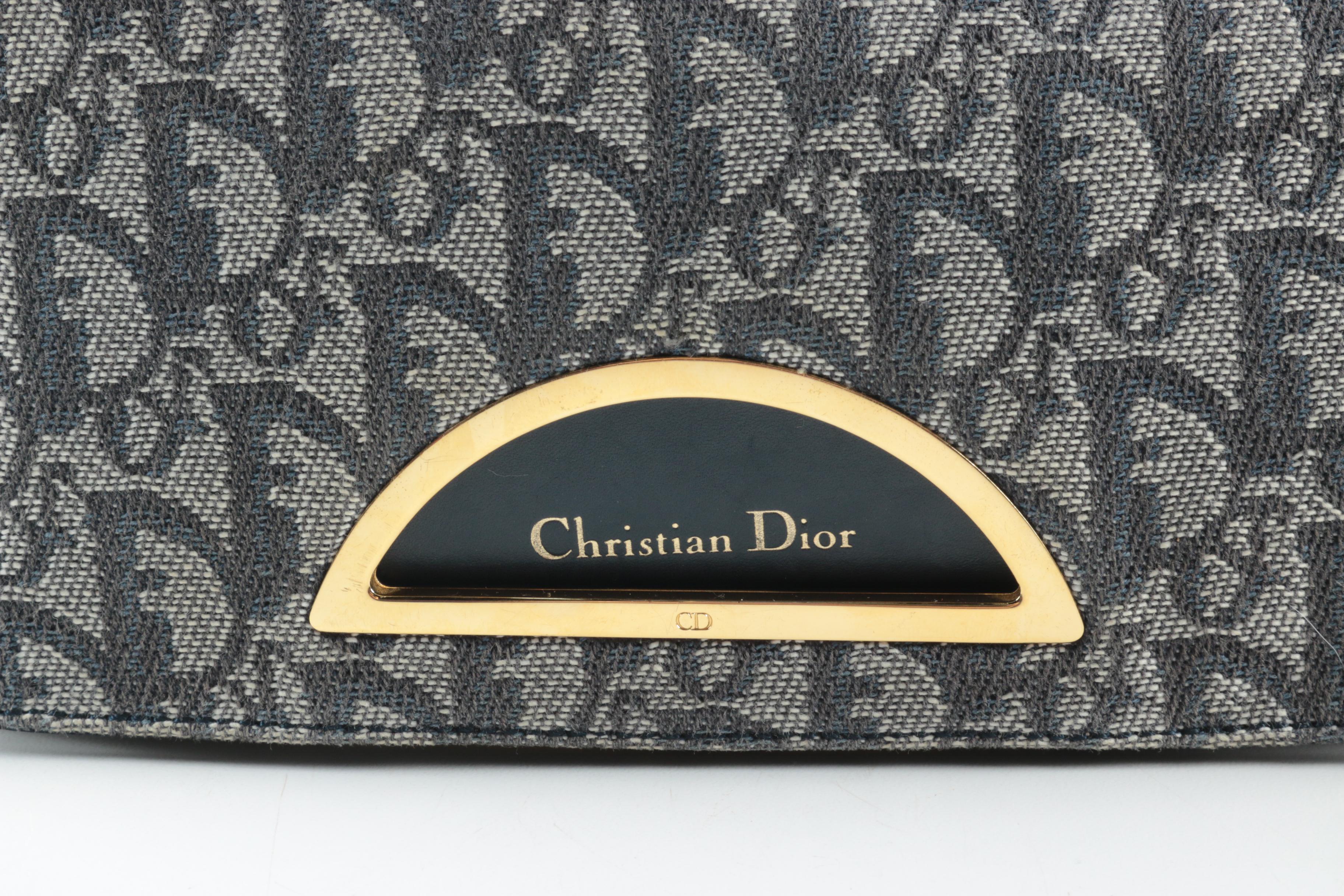 Christian Dior Navy Trotter Canvas and Leather Bag