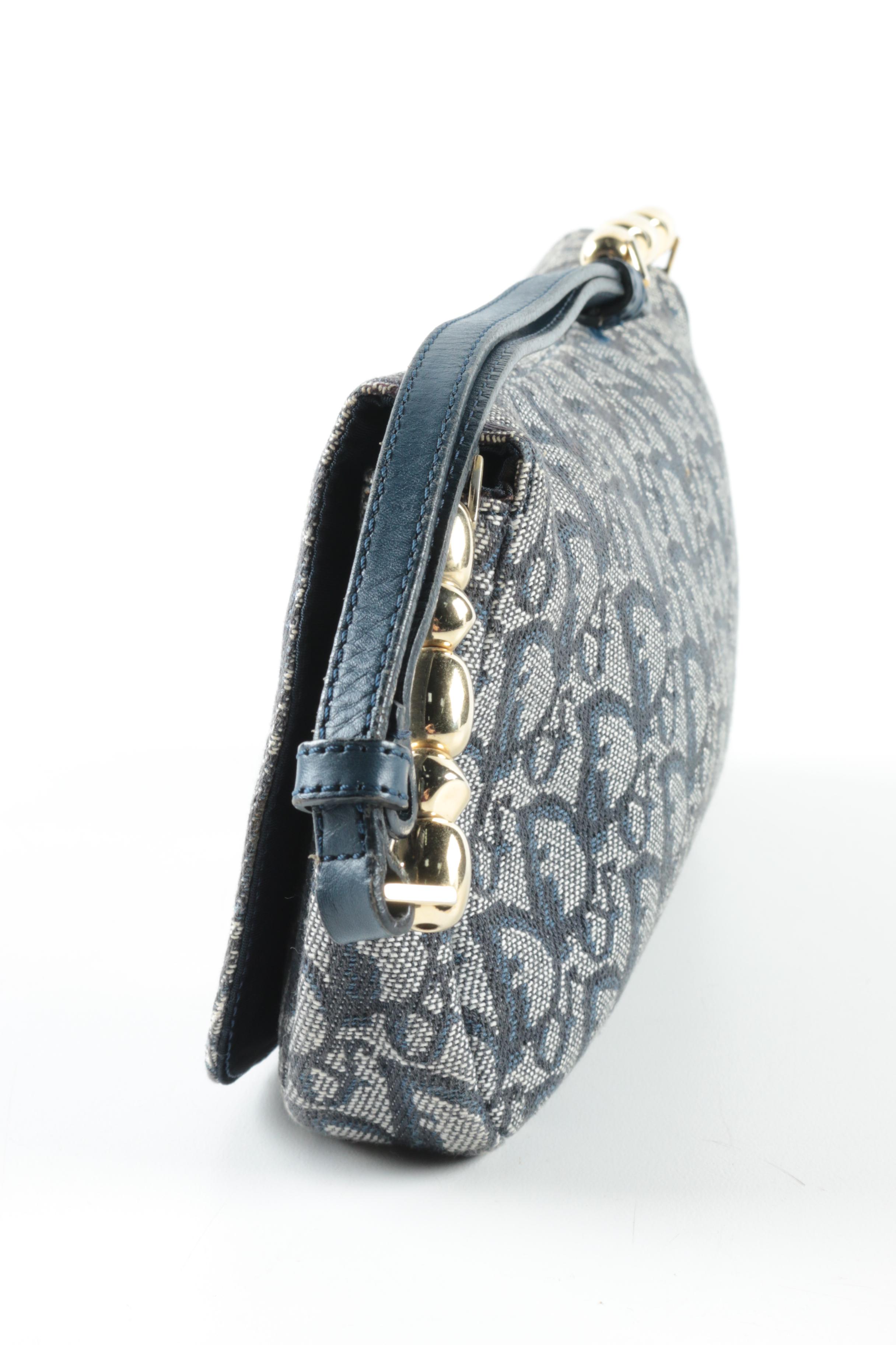 Christian Dior Navy Trotter Canvas and Leather Bag