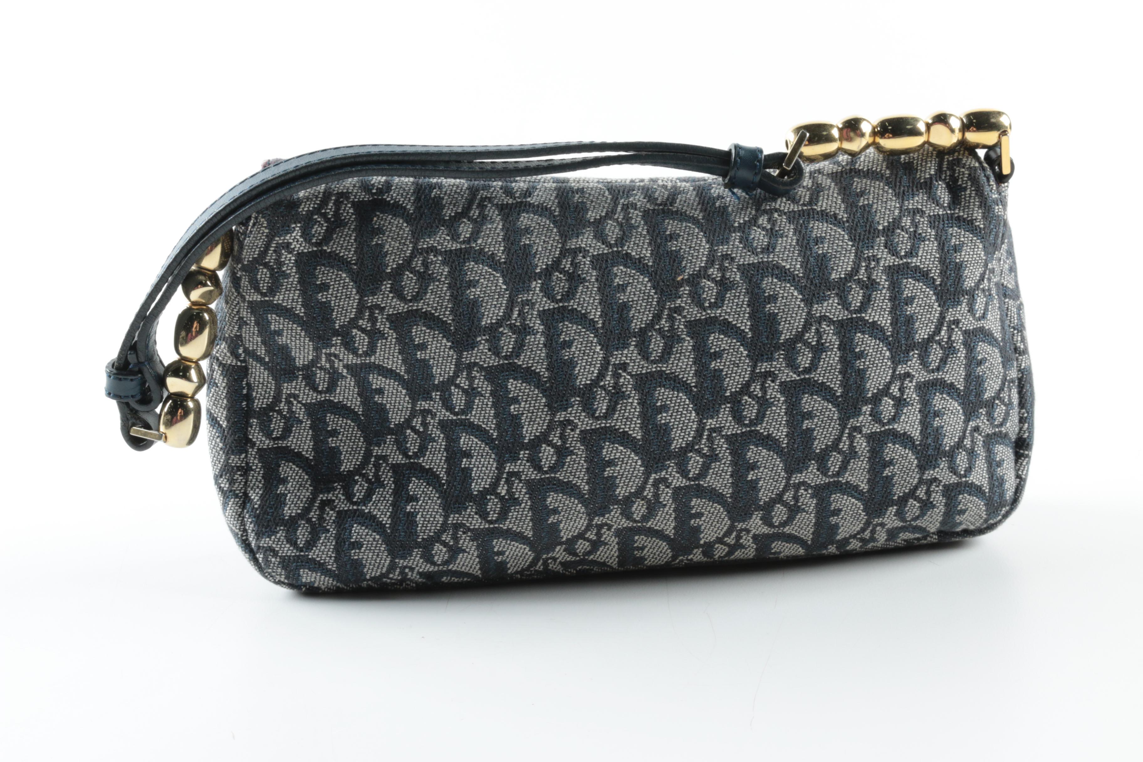 Christian Dior Navy Trotter Canvas and Leather Bag