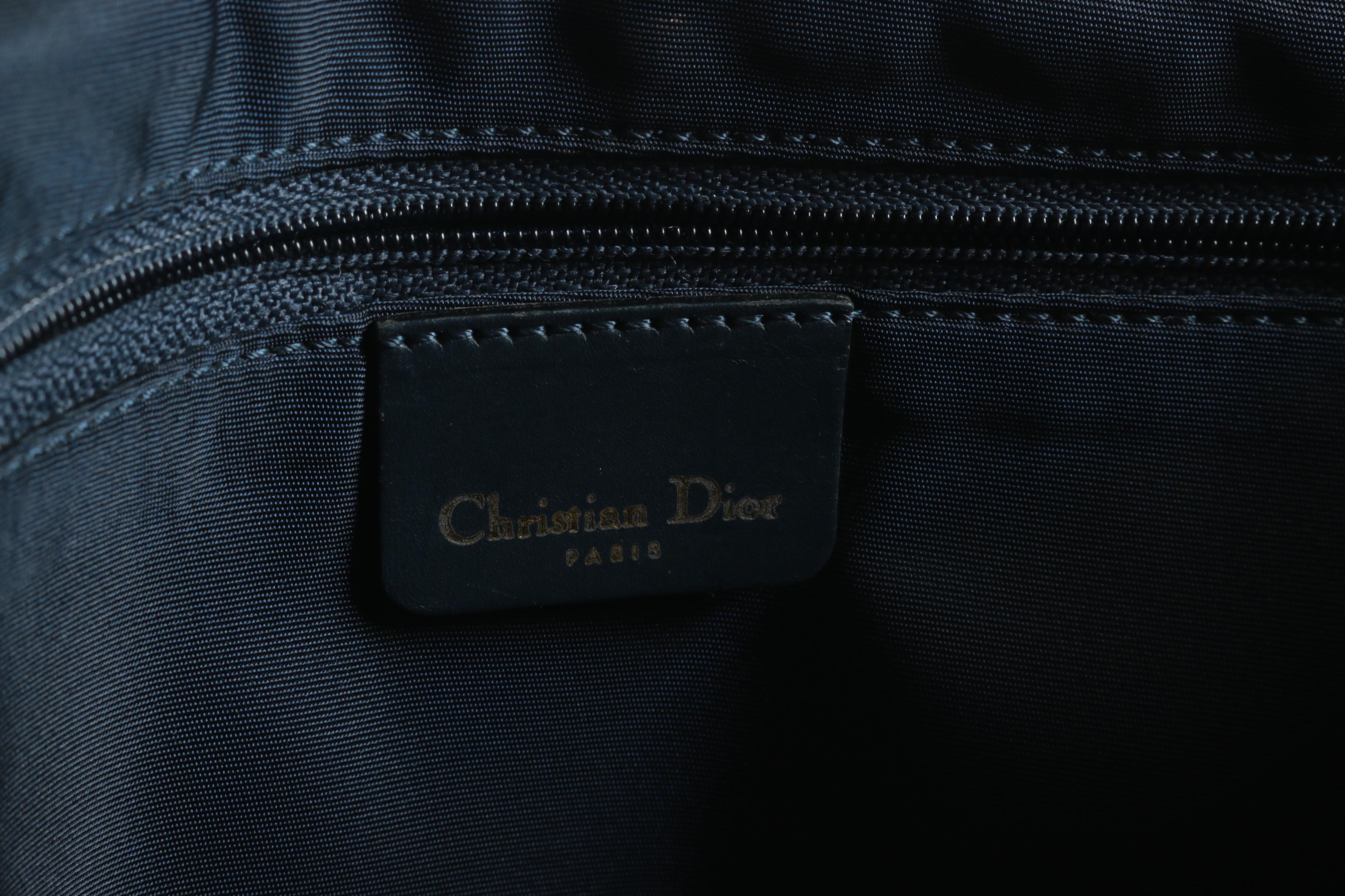Christian Dior Navy Trotter Canvas and Leather Bag