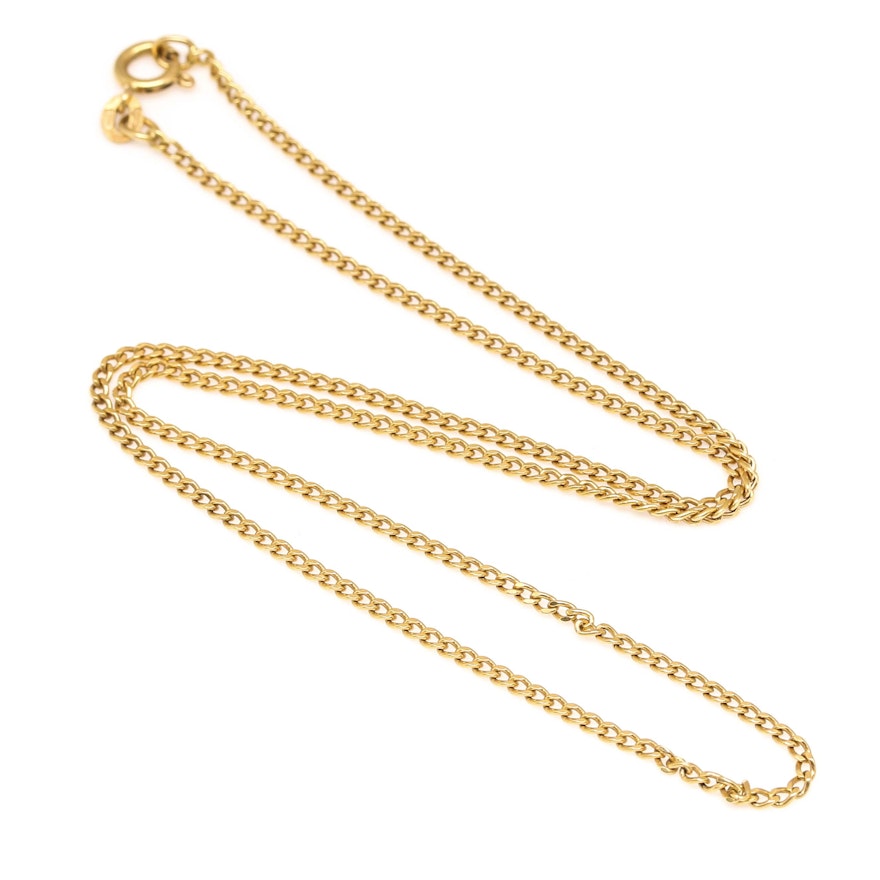 18K Yellow Gold Curb Chain Necklace