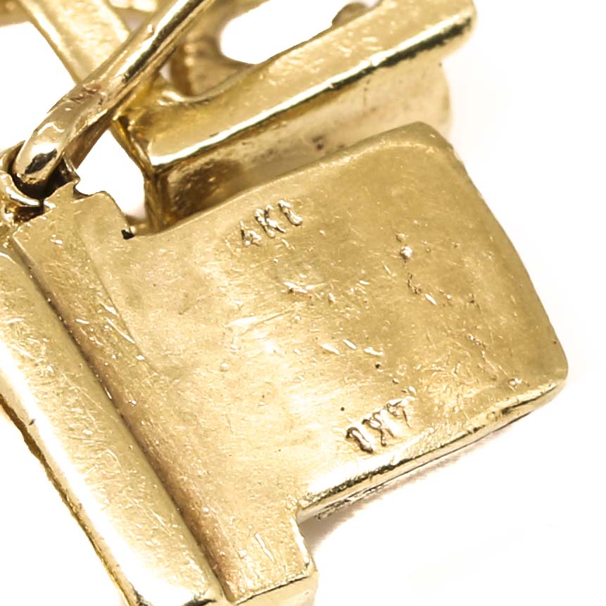 14K Yellow Gold Textured Linked Bracelet