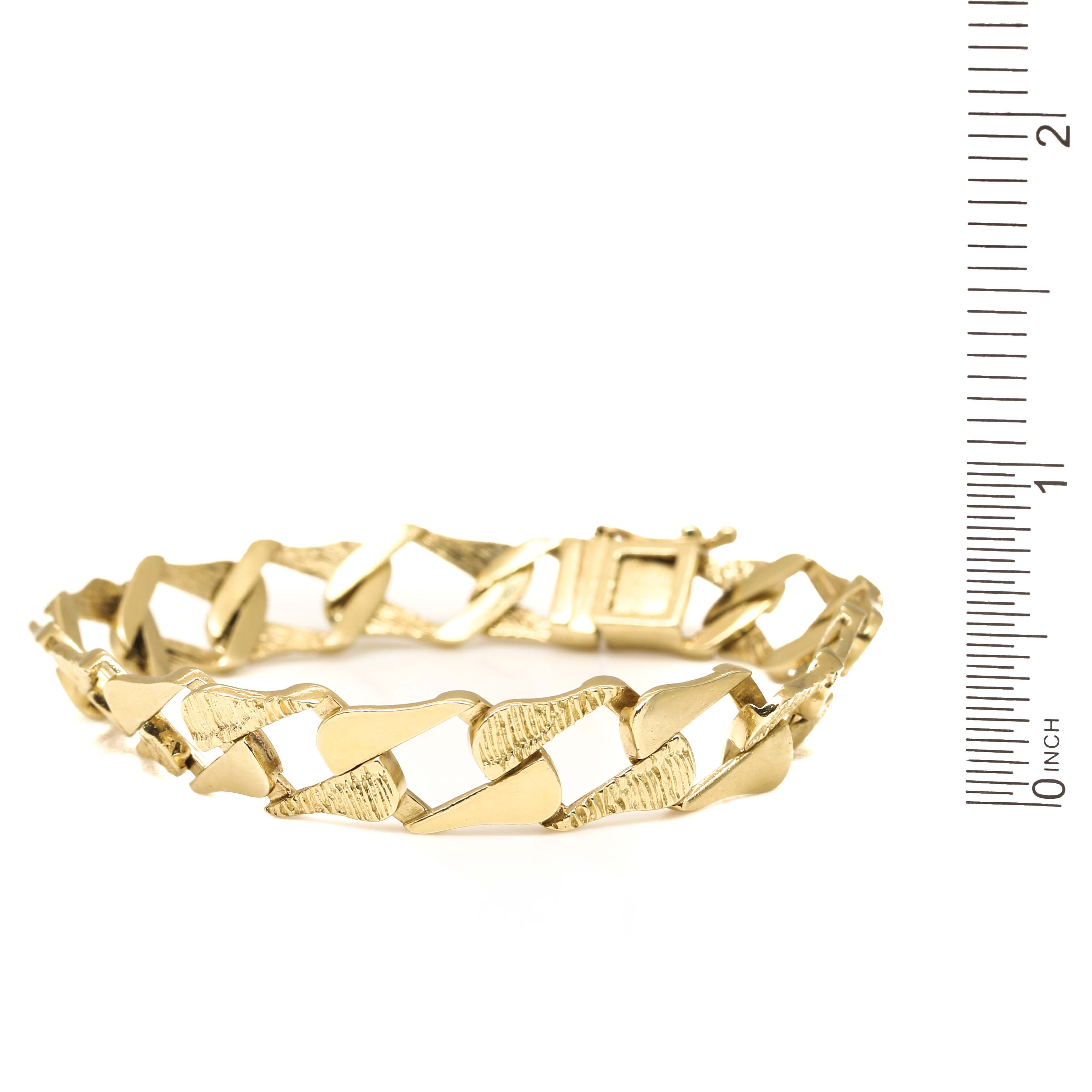 14K Yellow Gold Textured Linked Bracelet